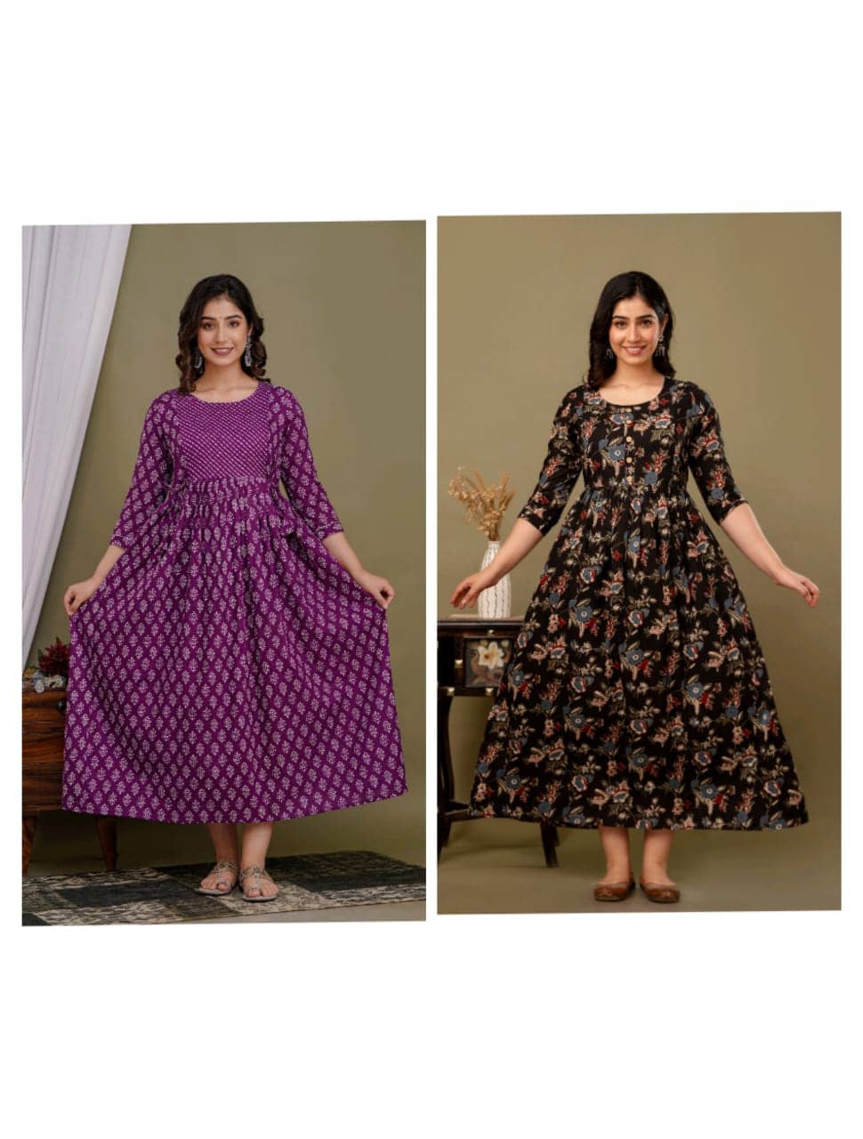 Nevisha Style Multi Color Cotton Maternity Kurta Pack of 2 - Kurtis, Tunics | Buy online on ZillyBuy