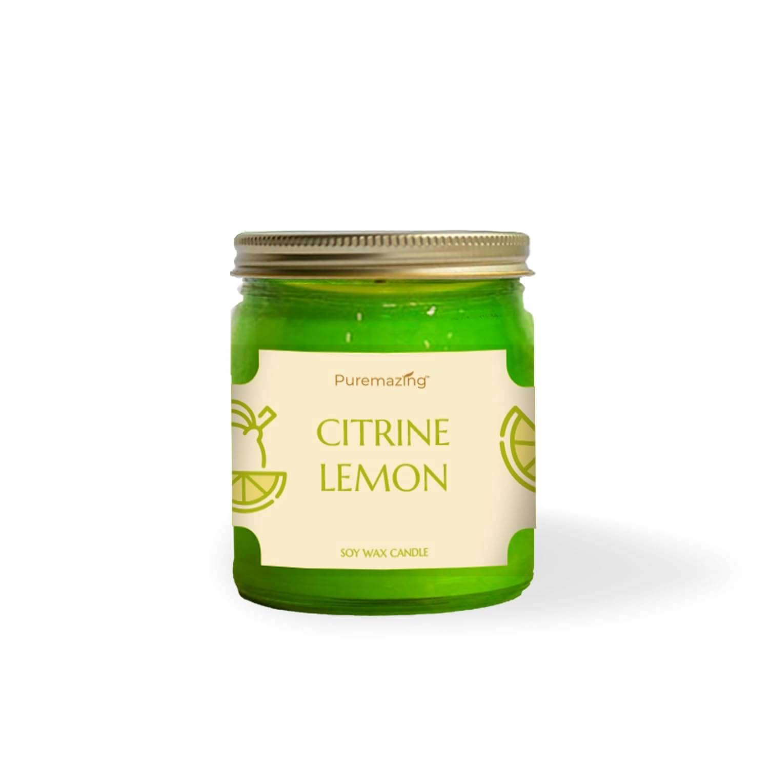     			Puremazing Green Lemon Jar Candle 7 cm ( Pack of 1 )