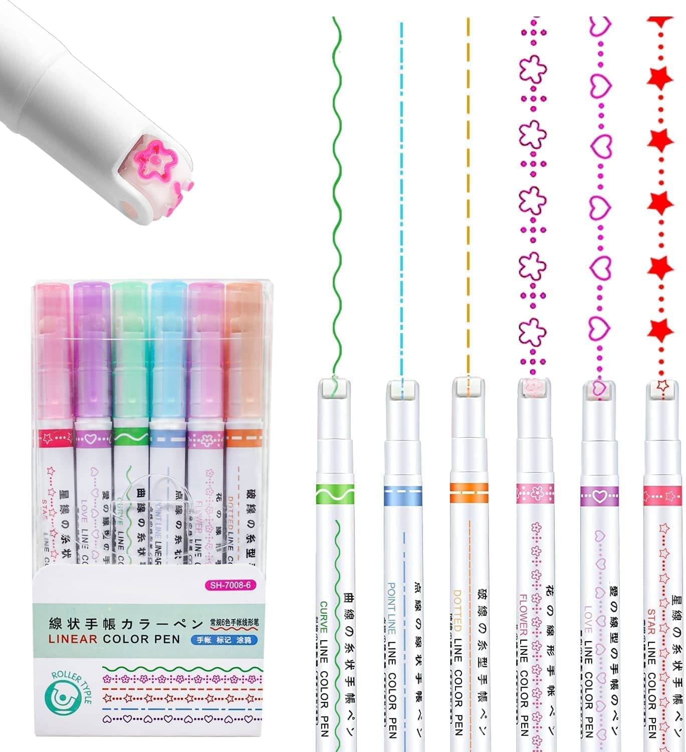     			R H LIFESTYLE Pack Of 6 Highlighter Marker Pens Set For School Students Office (Dot Linear Highlighter), Multicolor