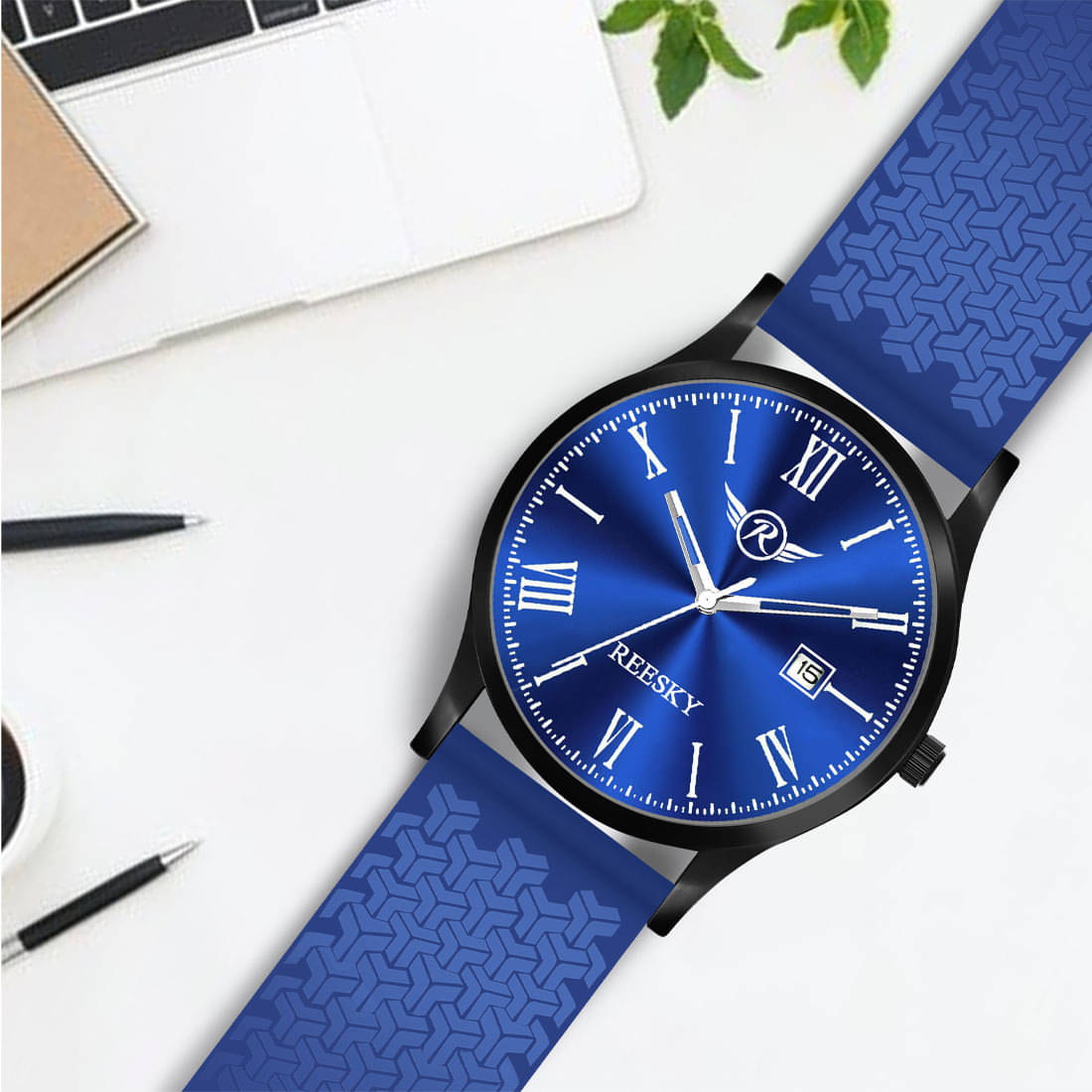     			REESKY Blue Silicon Analog Men's Watch