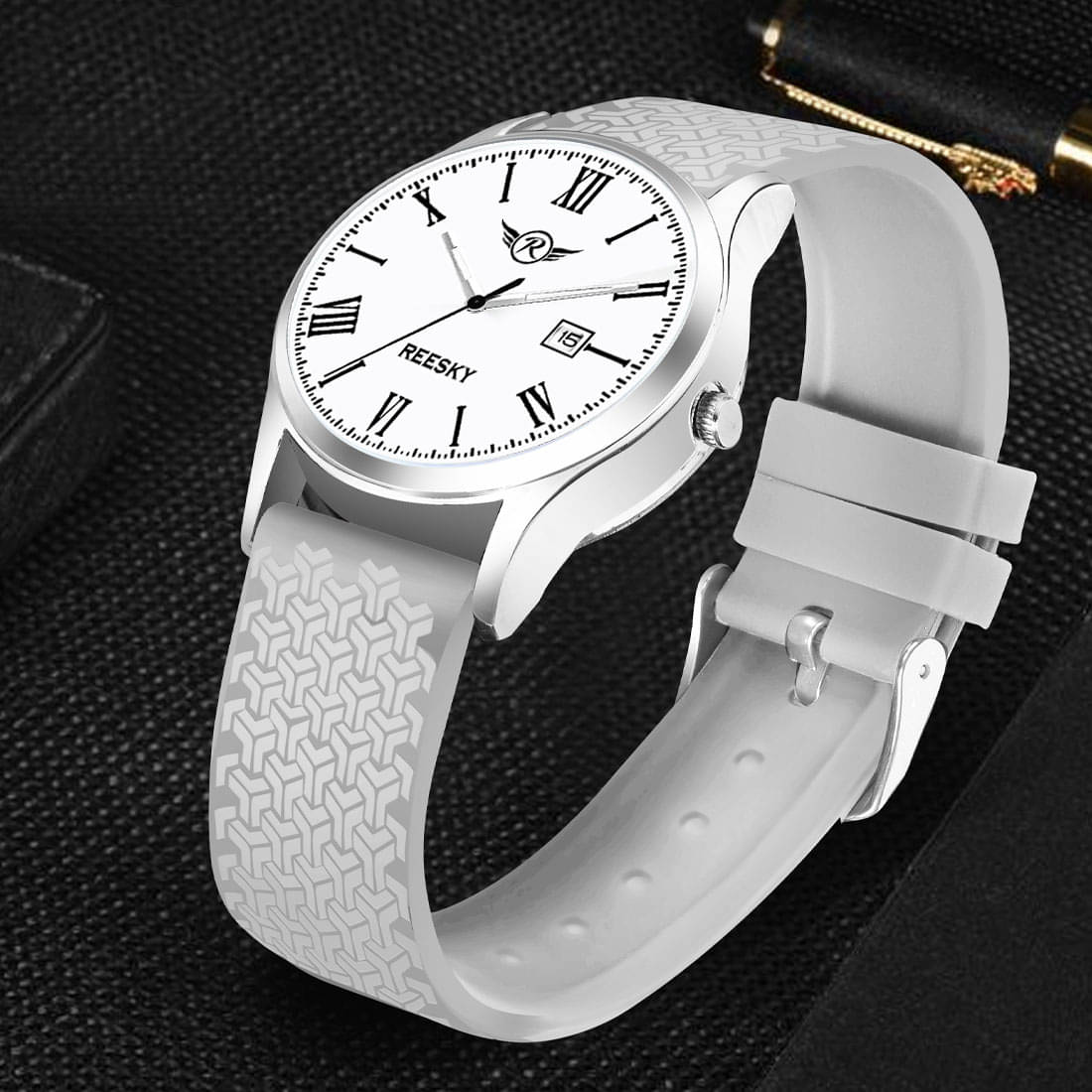     			REESKY Dark Grey Silicon Analog Men's Watch