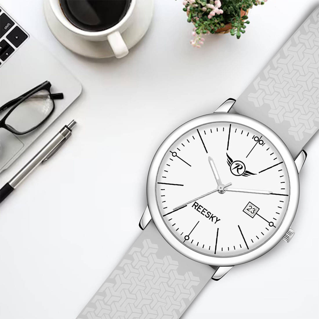     			REESKY Light Grey Silicon Analog Men's Watch