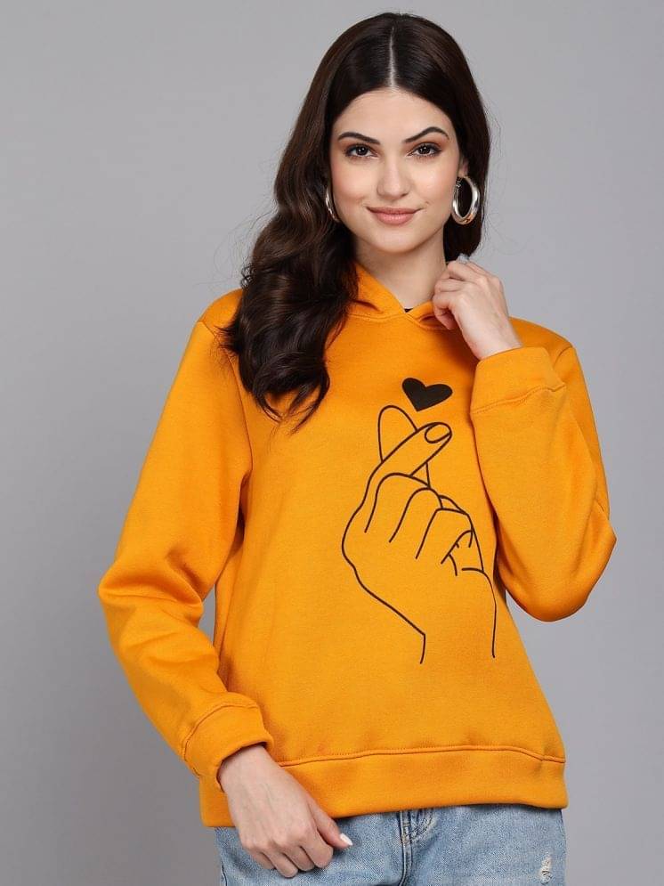 Raabta Fashion - Fleece Yellow Hooded Jackets Pack of 1 Raabta Fashion - Fleece Yellow Hooded Jackets Pack of 1