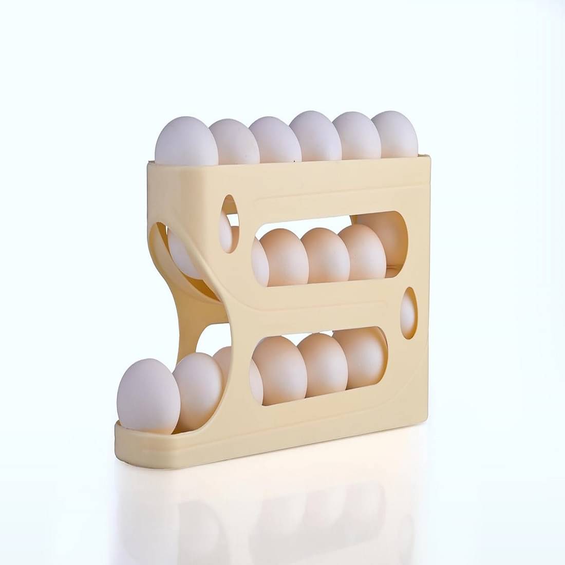     			Rolling Egg & lemon Dispenser For 18-24 Eggs, Space-Saving And Durable Storage Solution With Gravity three Layer Plastic Egg Holder Container Storage Rack Ideal For Fridge And Pantry Rectangular