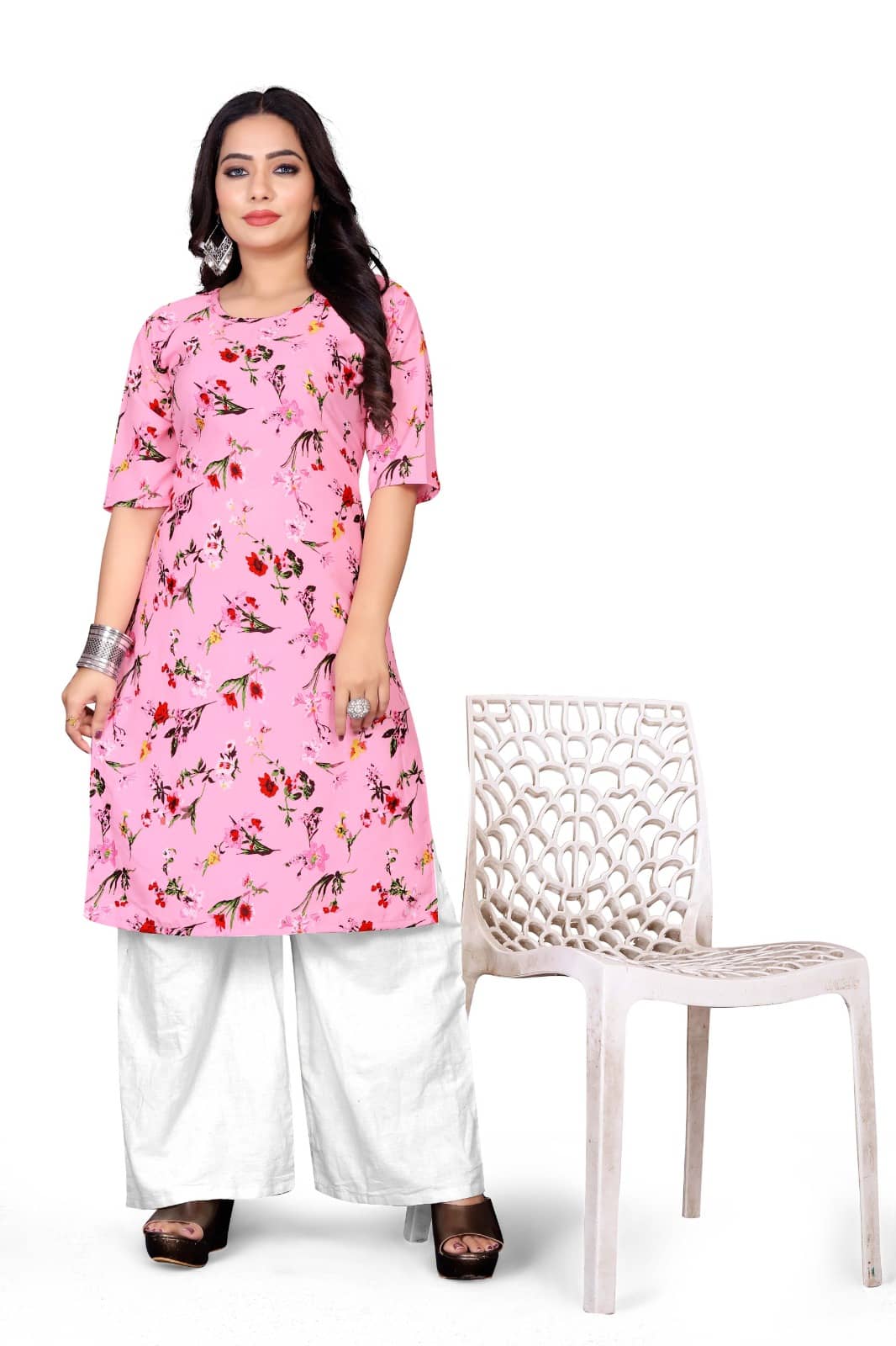 THE PRIVATE LABLE Rayon Printed Straight Women's Kurti - Navy Blue ( Pack of 1 ) - Kurtis, Tunics | Buy online on ZillyBuy