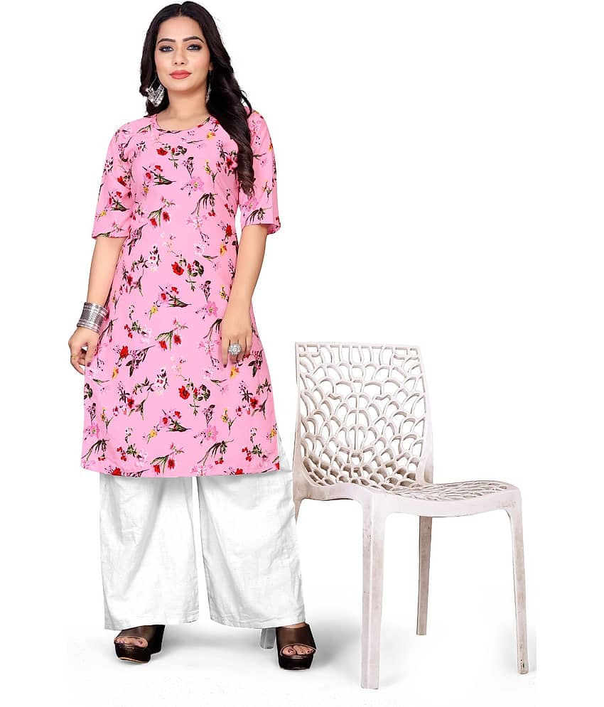 THE PRIVATE LABLE Rayon Printed Straight Women's Kurti - Navy Blue ( Pack of 1 ) - Kurtis, Tunics | Buy online on ZillyBuy