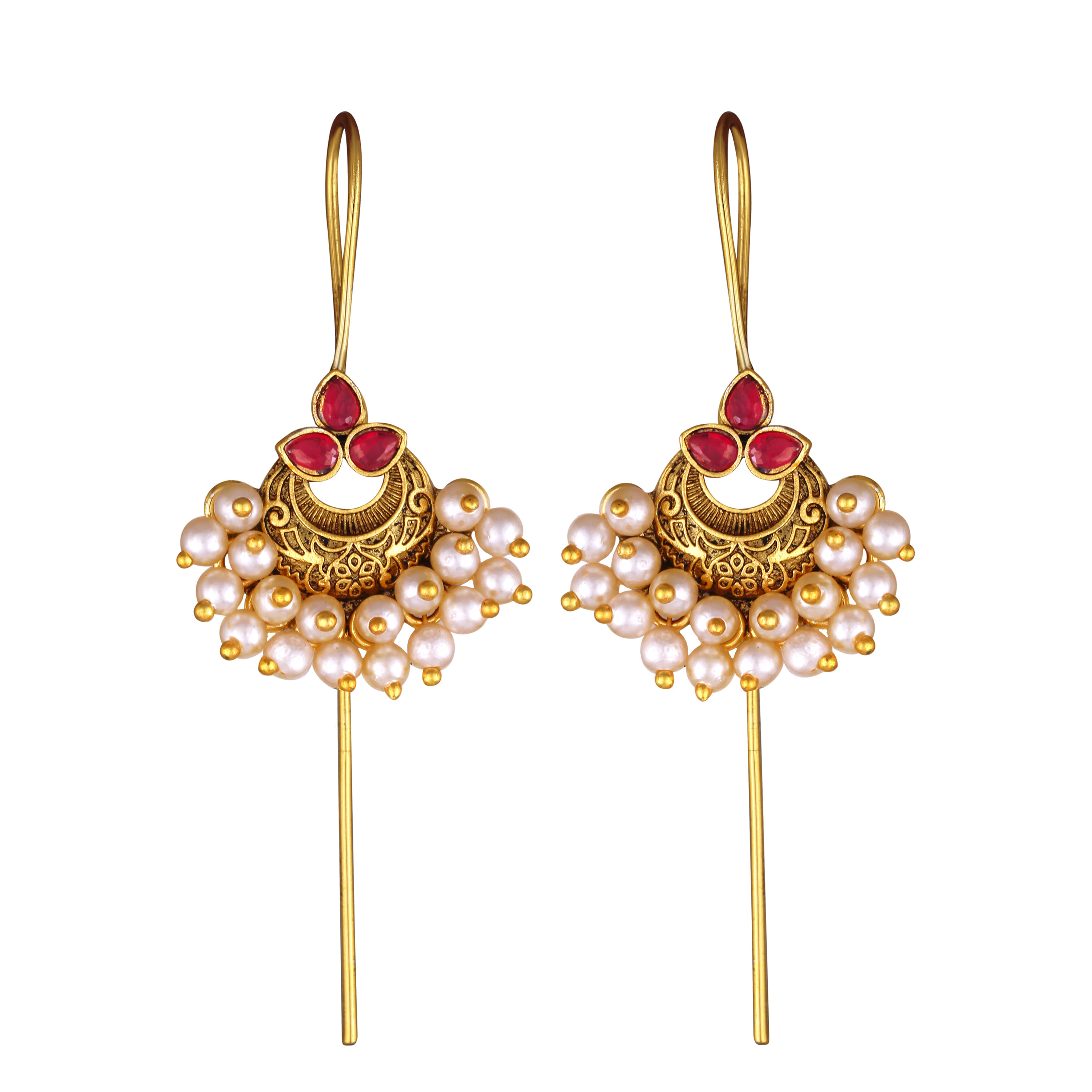     			Vighnaharta Red EarCuff Earrings ( Pack of 1 )