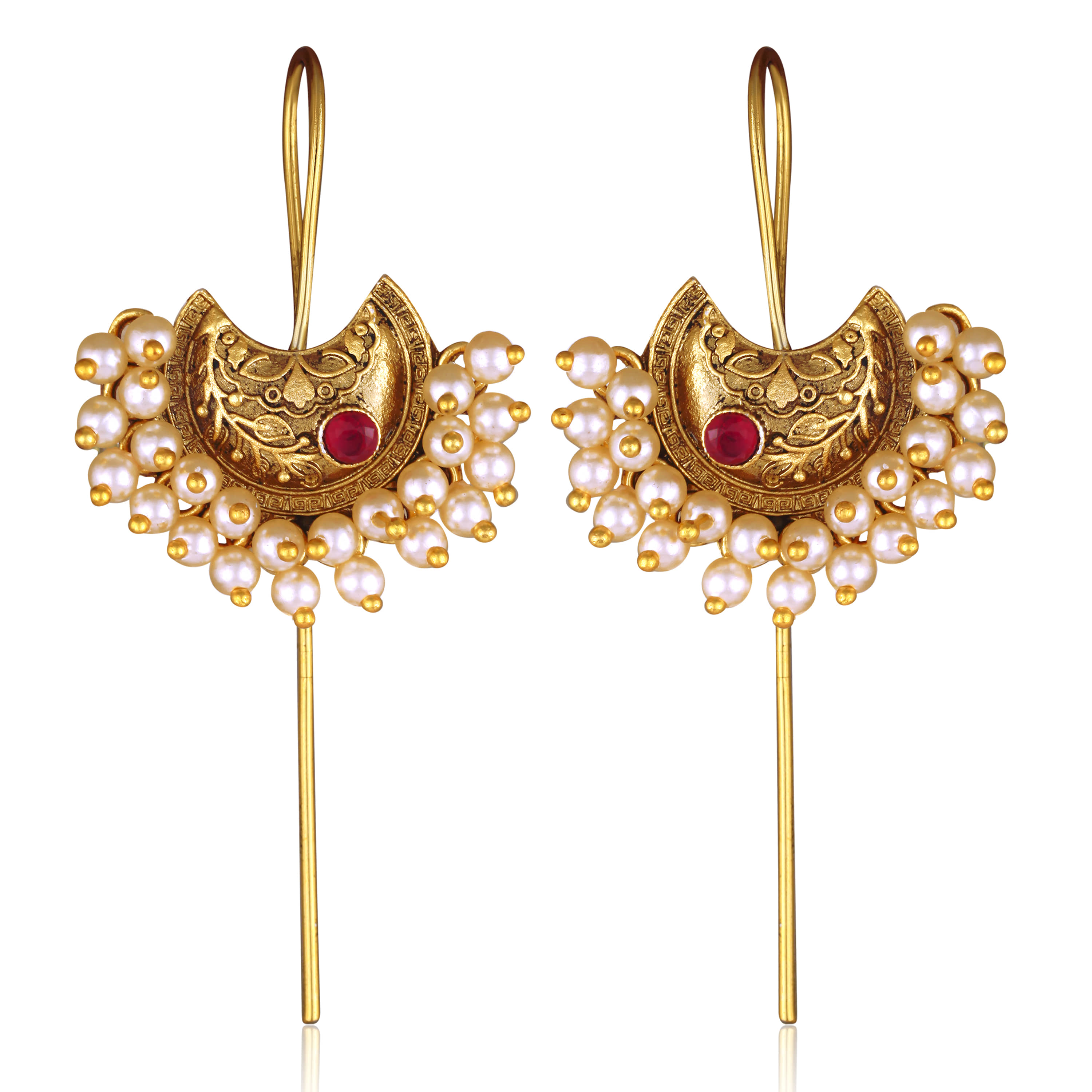 Vighnaharta Red EarCuff Earrings ( Pack of 1 ) - Earrings | Buy online on ZillyBuy