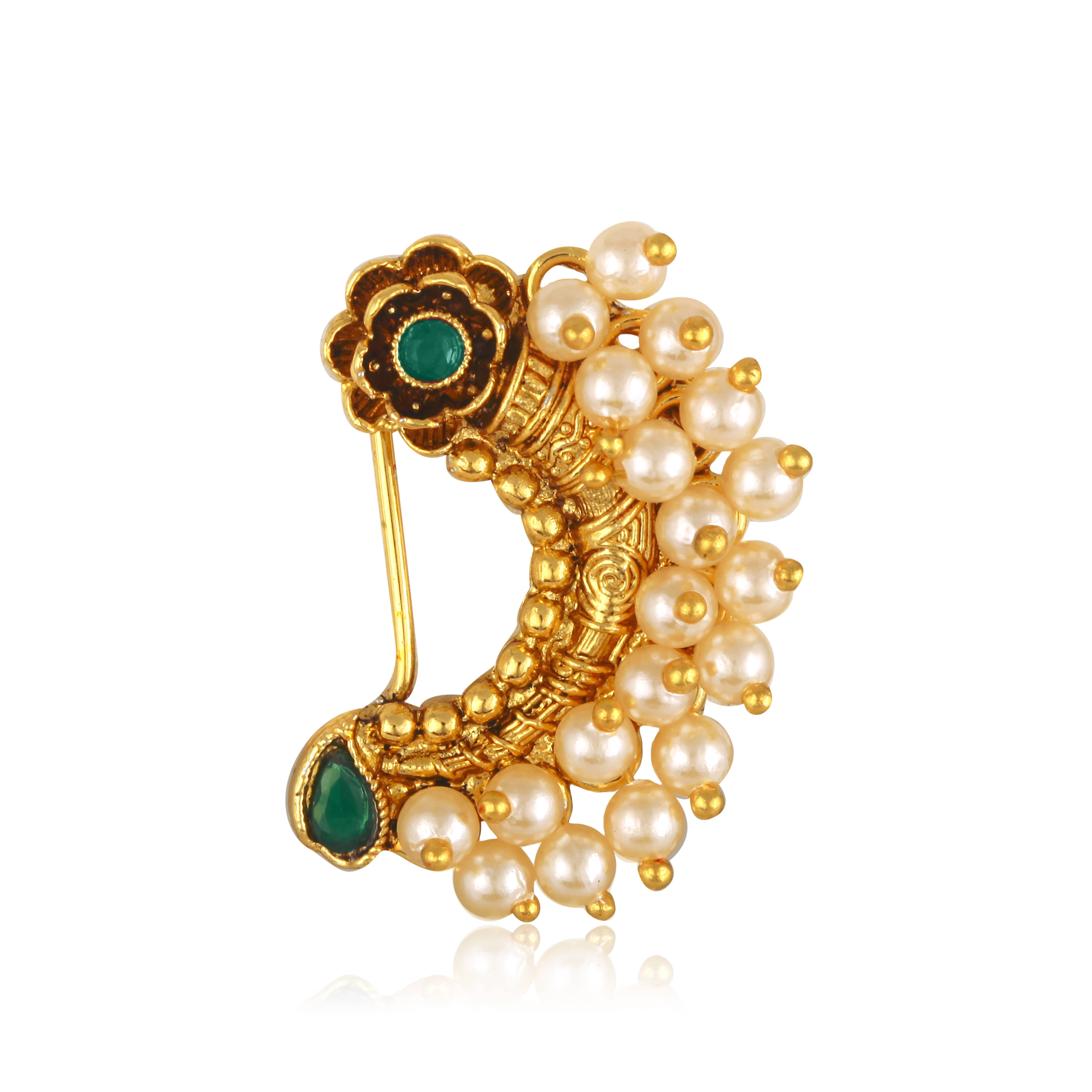     			Vivastri Premium & Attractive Pearl Beaded Unique Nosepin Limited Edition For Women & Girls -