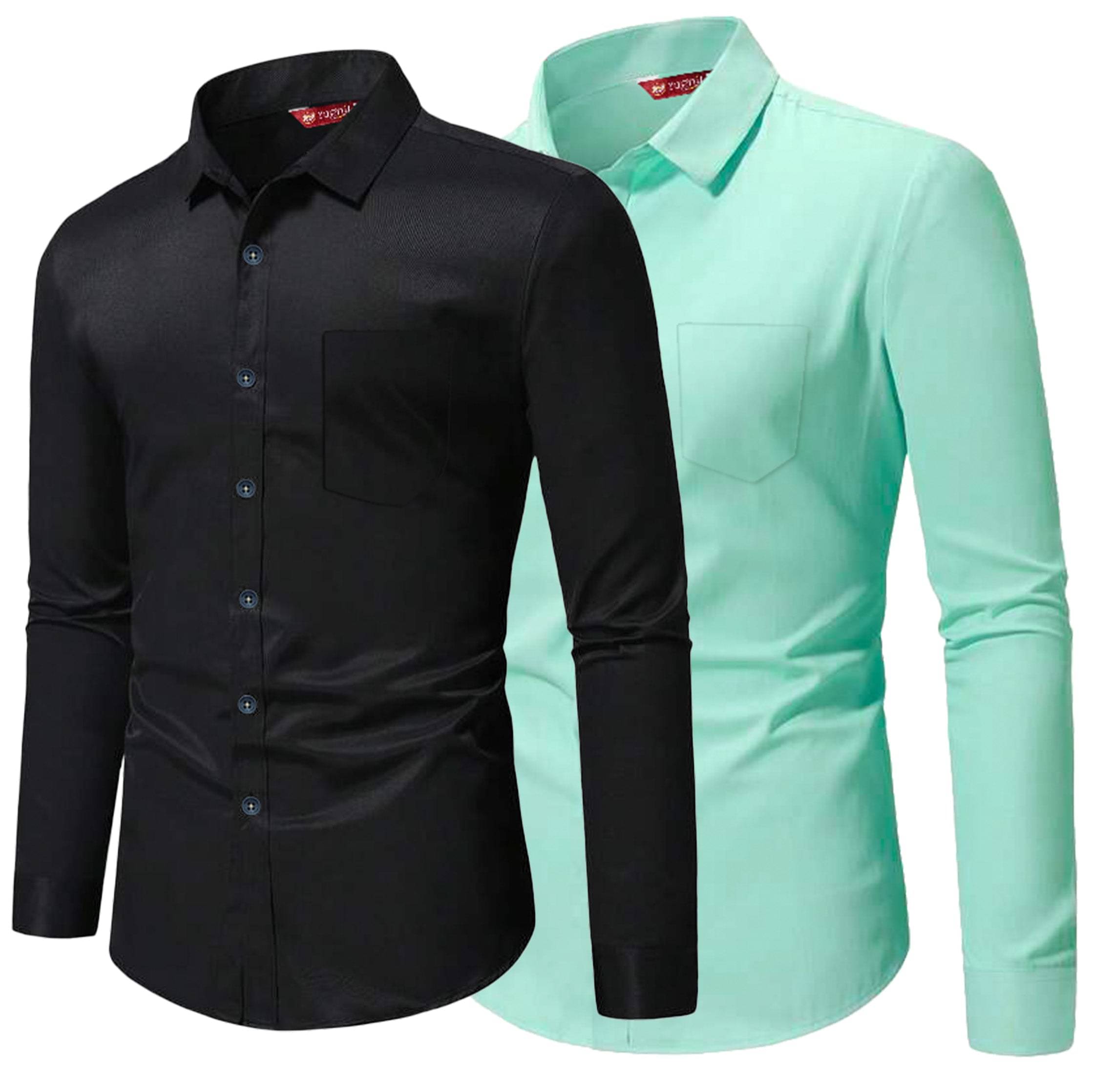     			Yugnik Cotton Blend Slim Fit Full Sleeves Men's Formal Shirt - Mint Green ( Pack of 2 )