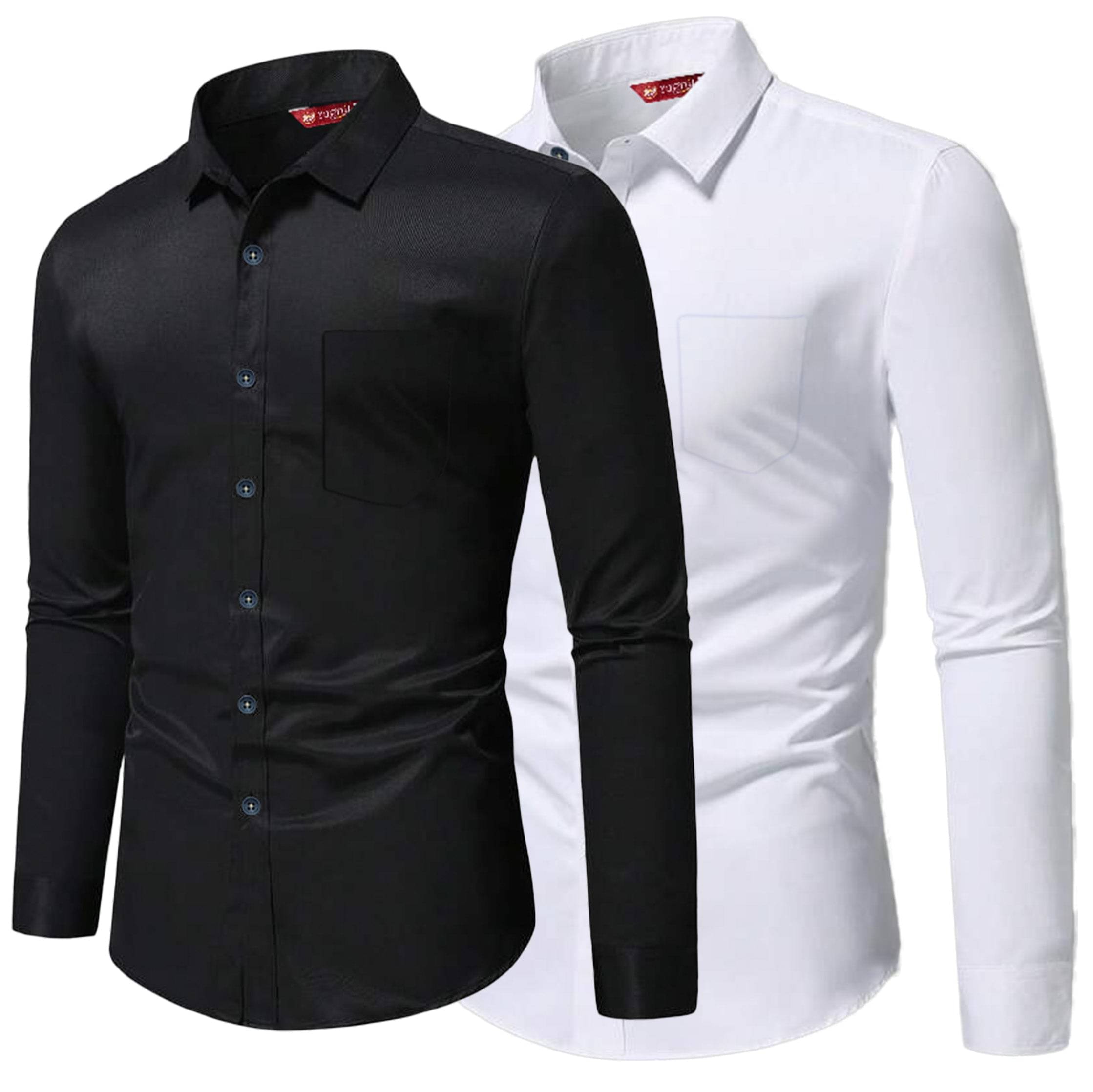 Yugnik Cotton Blend Slim Fit Full Sleeves Men's Formal Shirt - White ( Pack of 2 ) Yugnik Cotton Blend Slim Fit Full Sleeves Men's Formal Shirt - White ( Pack of 2 )