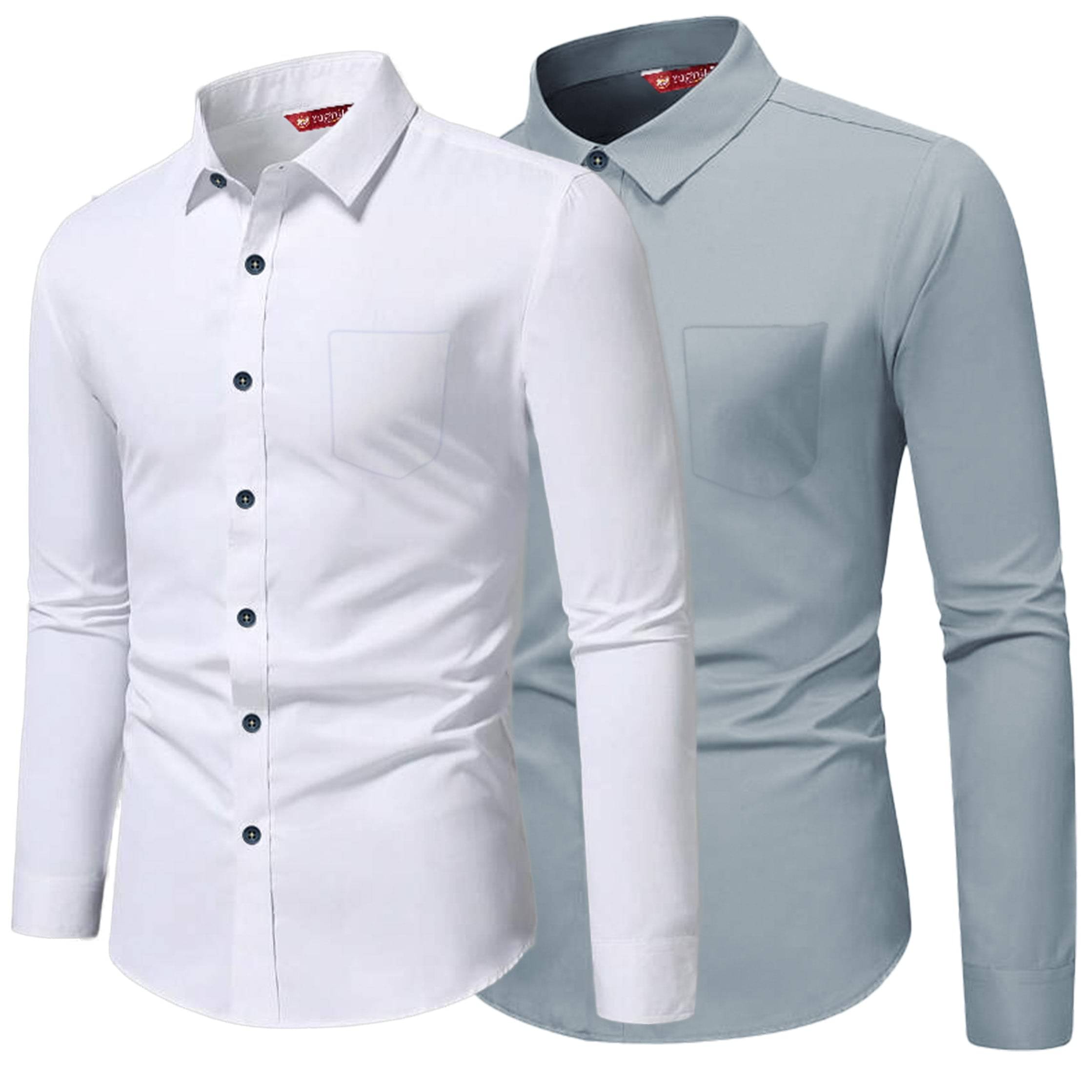     			Yugnik Cotton Blend Slim Fit Full Sleeves Men's Formal Shirt - Grey ( Pack of 2 )
