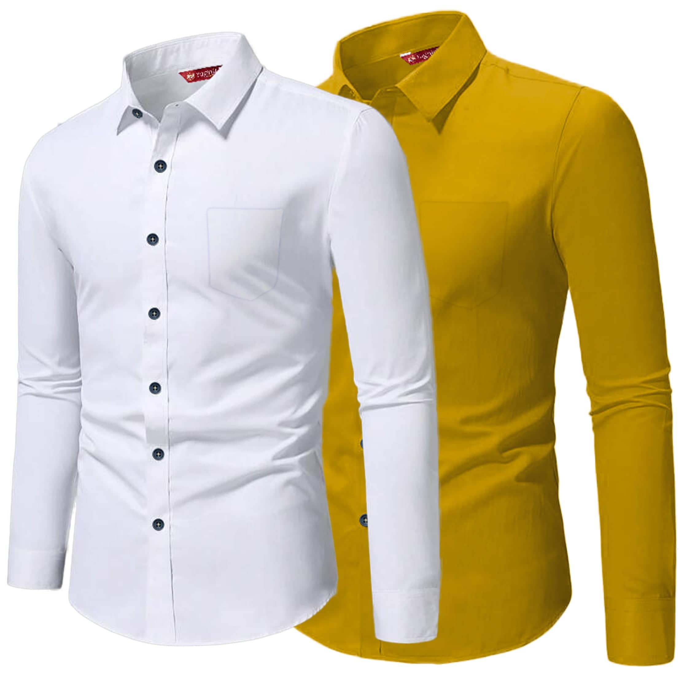 Yugnik Cotton Blend Slim Fit Full Sleeves Men's Formal Shirt - Green ( Pack of 2 )
