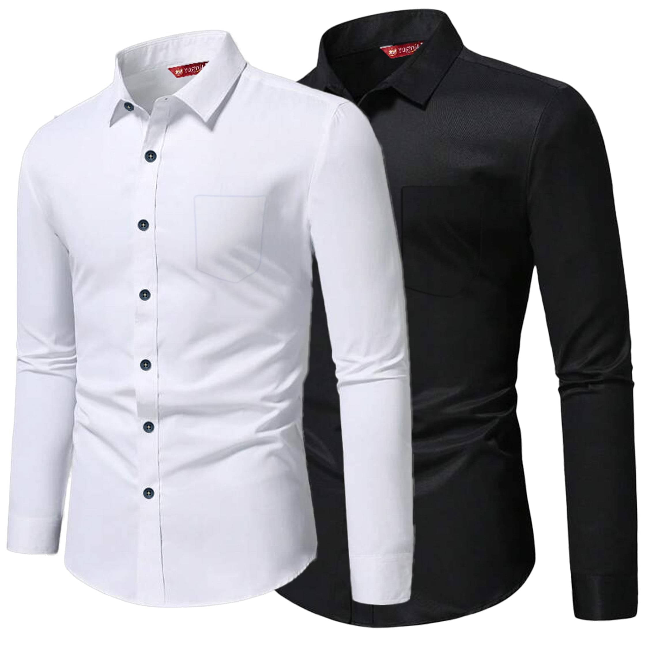     			Yugnik Cotton Blend Slim Fit Full Sleeves Men's Formal Shirt - Black ( Pack of 2 )