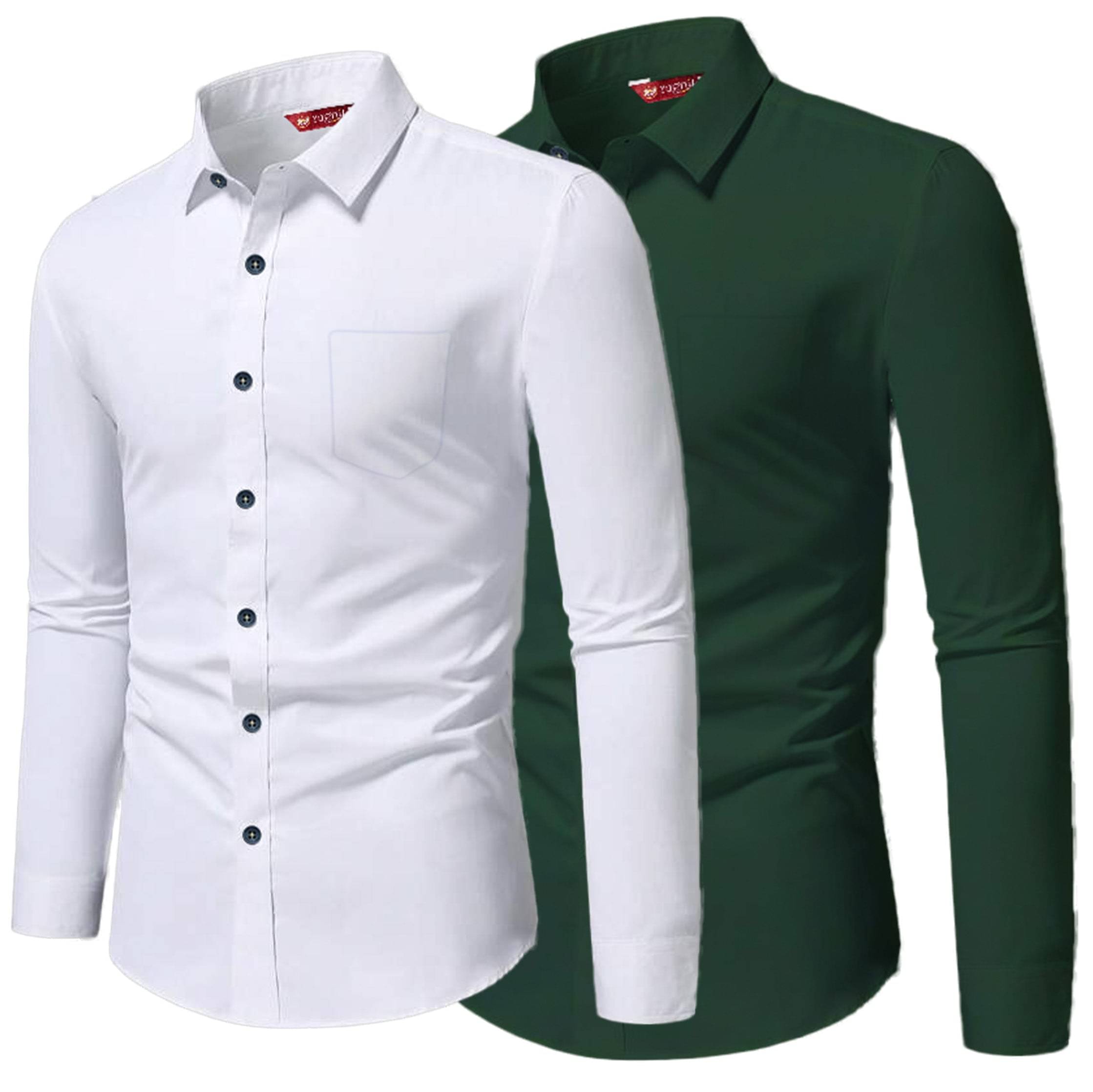     			Yugnik Cotton Blend Slim Fit Full Sleeves Men's Formal Shirt - Green ( Pack of 2 )