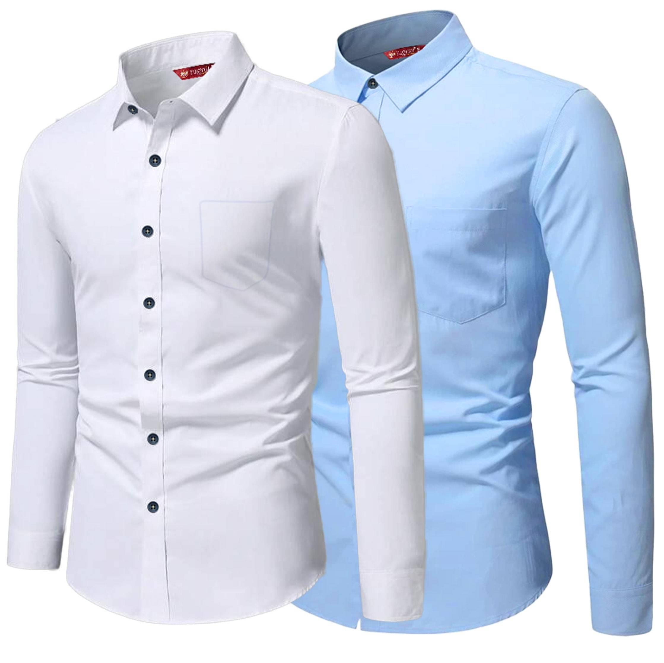     			Yugnik Cotton Blend Slim Fit Full Sleeves Men's Formal Shirt - Light Blue ( Pack of 2 )