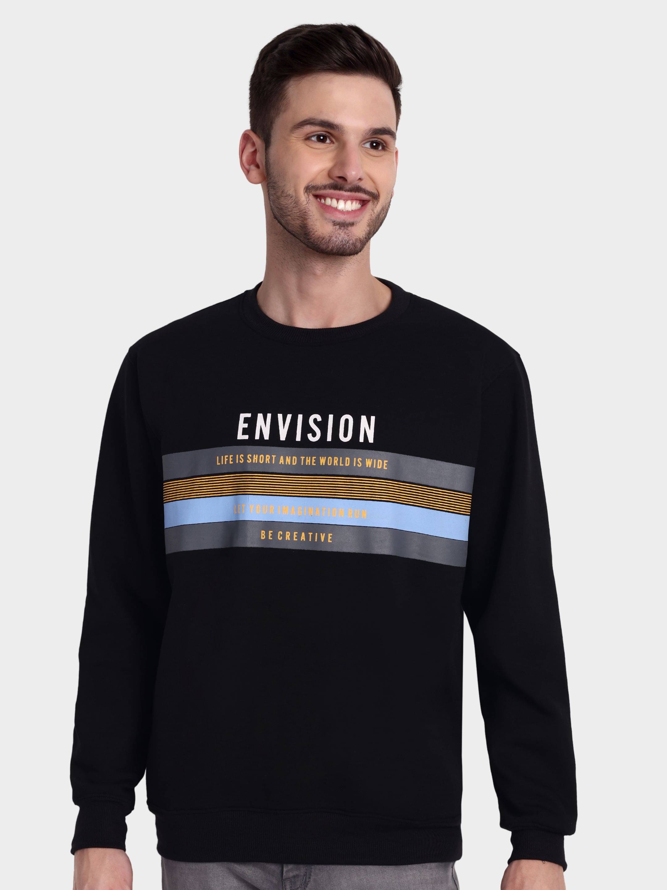     			Zeffit Fleece Round Neck Men's Sweatshirt - Black ( Pack of 1 )