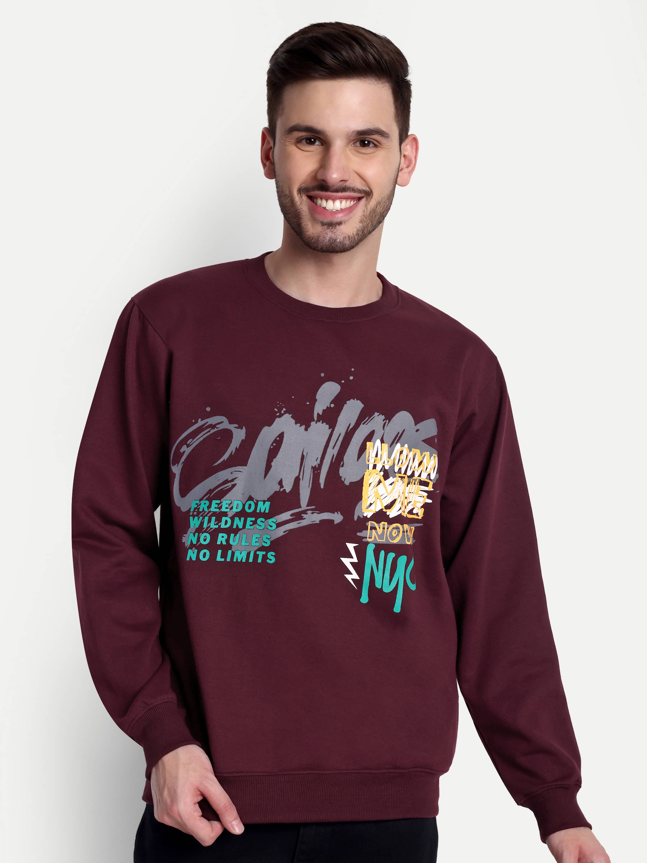    			Zeffit Fleece Round Neck Men's Sweatshirt - Wine ( Pack of 1 )