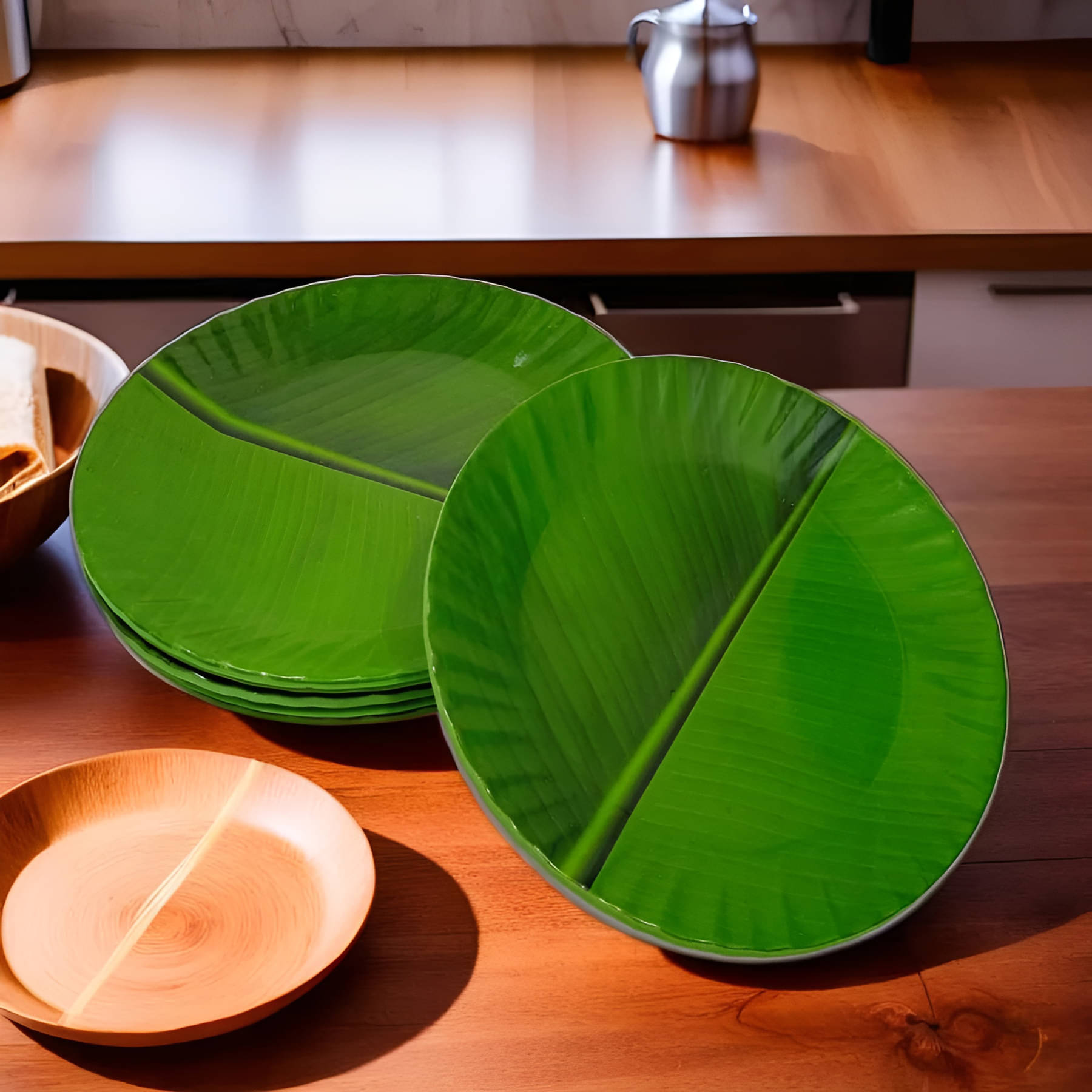 kitchrox 6 Pcs Melamine Dark Green Half Plate kitchrox 6 Pcs Melamine Dark Green Half Plate