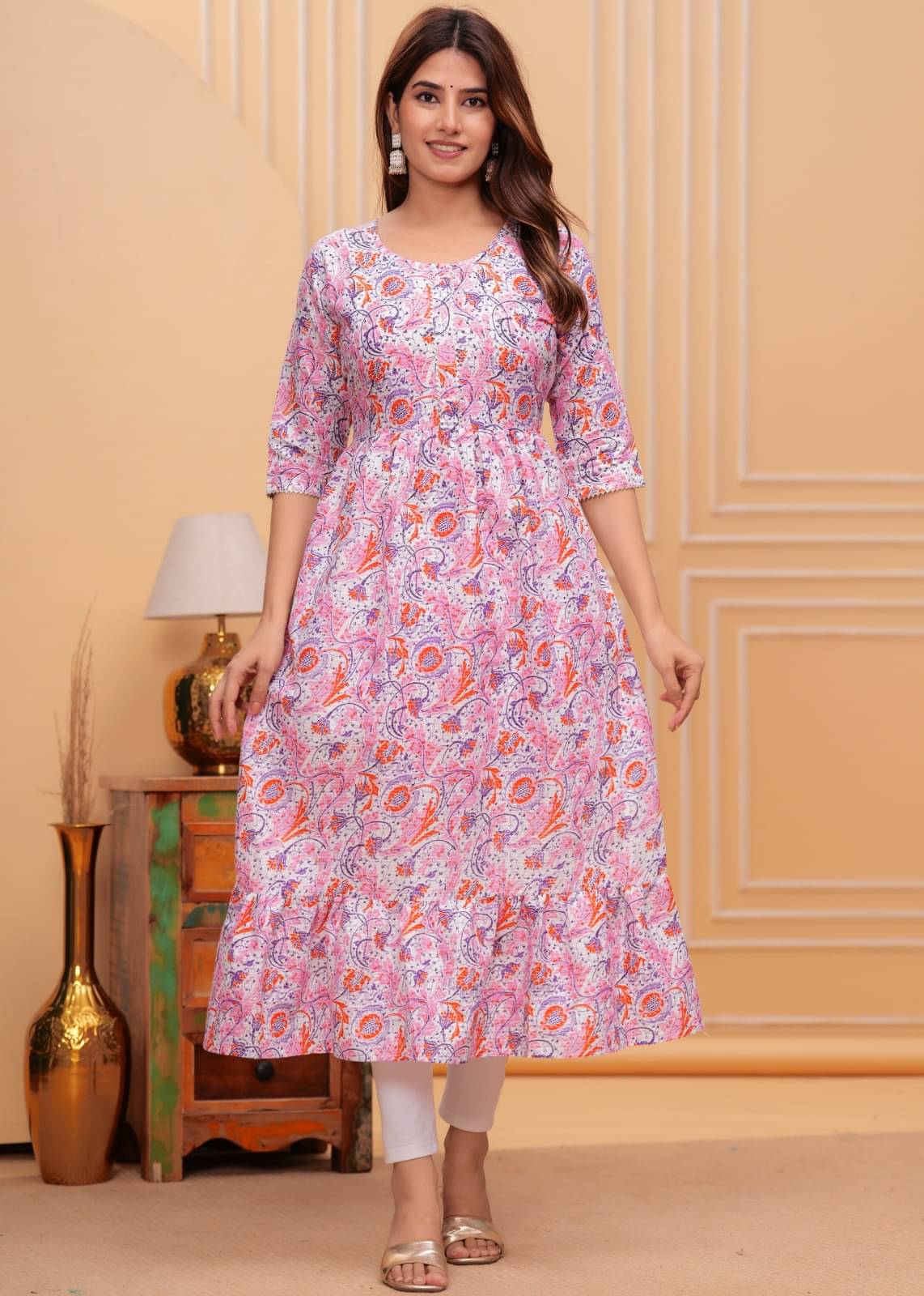 ASHISH PRINT Women Cotton Printed Fit & Flare Dress ( Pink ) ASHISH PRINT Women Cotton Printed Fit & Flare Dress ( Pink )