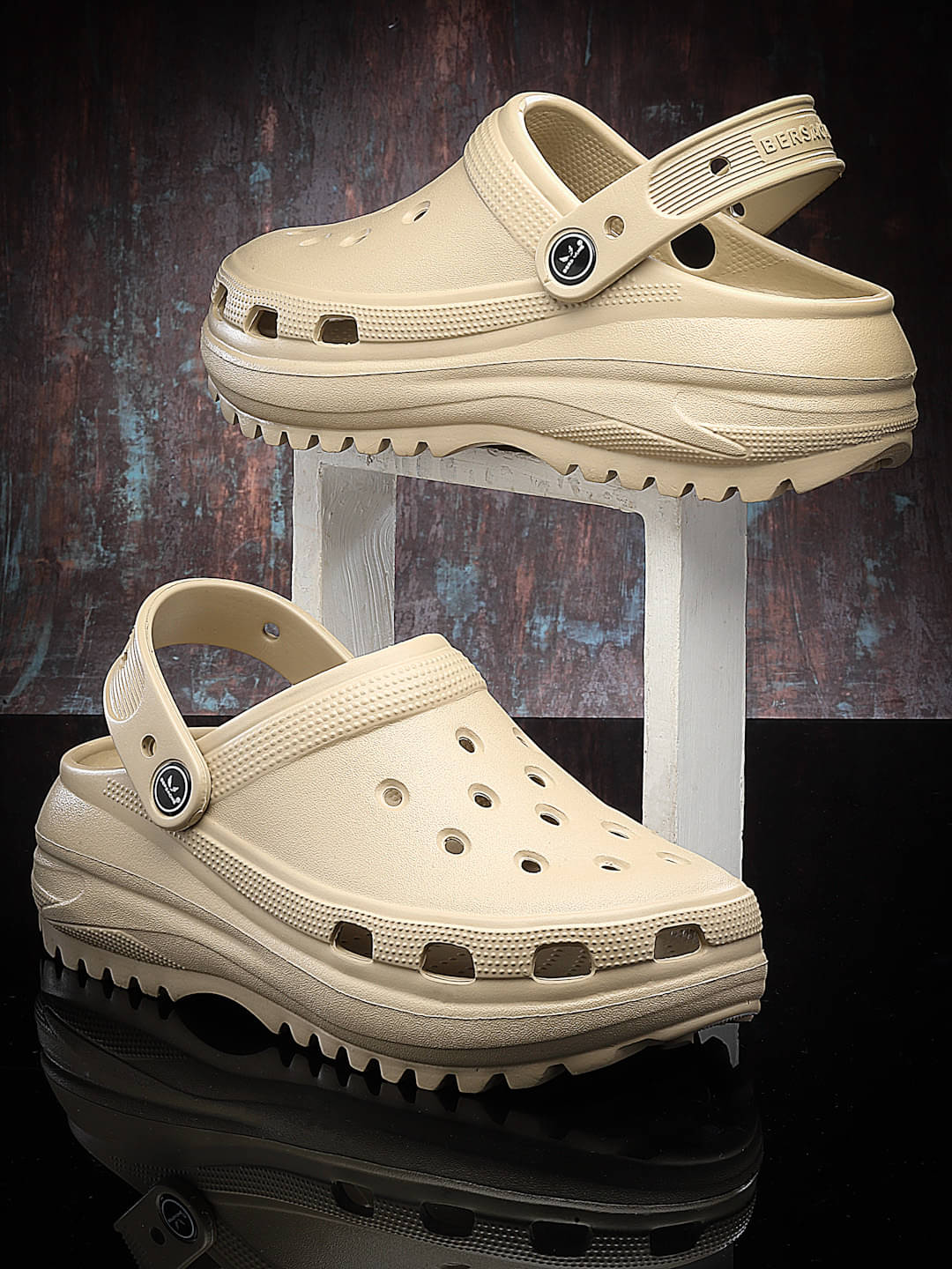    			Bersache Beige Clogs