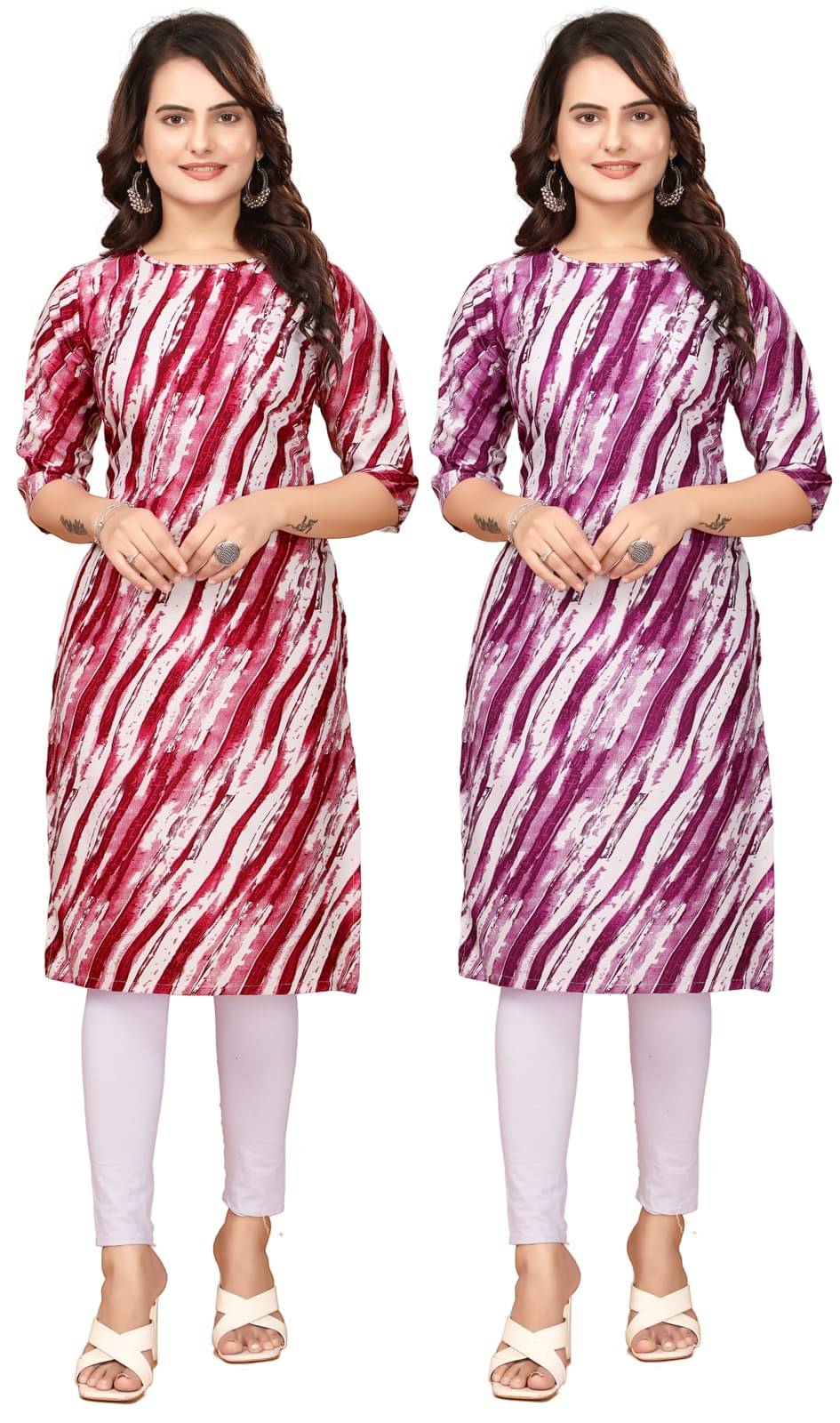 CAMERON STYLE Crepe Printed Straight Women's Kurti - Red,Purple ( Pack of 2 ) CAMERON STYLE Crepe Printed Straight Women's Kurti - Red,Purple ( Pack of 2 )