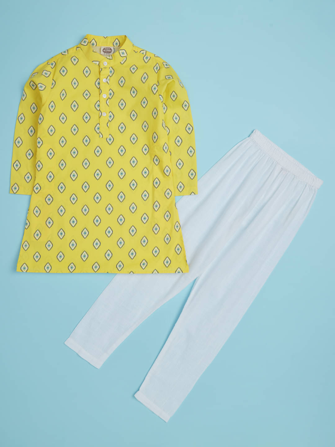     			Cub Mcpaws Boys Cotton Blend Geometric - Pattern Kurta Pant Set ( Yellow , Pack of 1 )