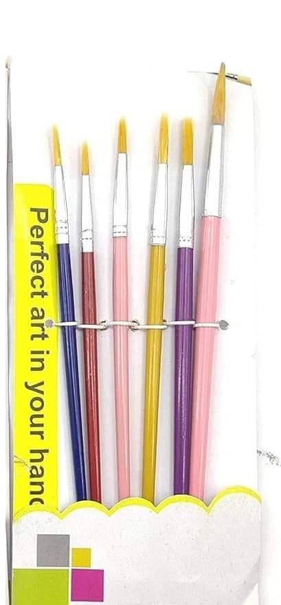 ECLET Nylon 6 Pcs Different Size Paint Brush Set (Round) A ECLET Nylon 6 Pcs Different Size Paint Brush Set (Round) A