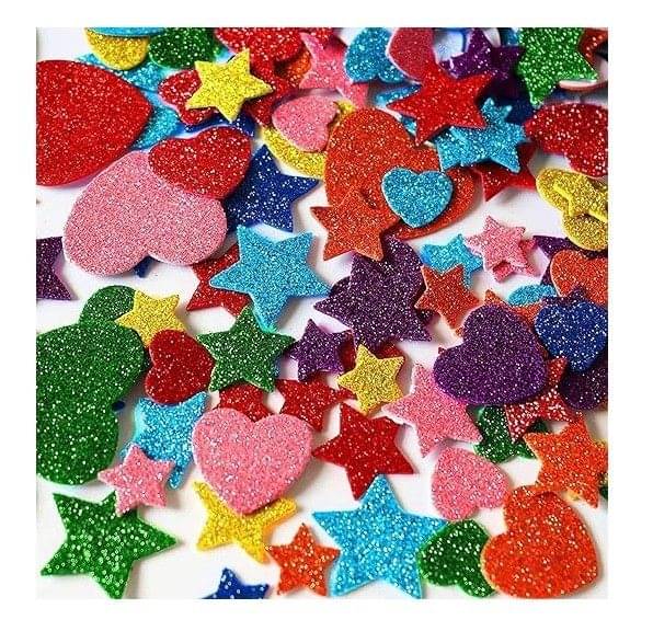     			Eclet Glitter Foam Self Adhesive Smile Stickers for Art and Craft (Multicolour; Medium)B