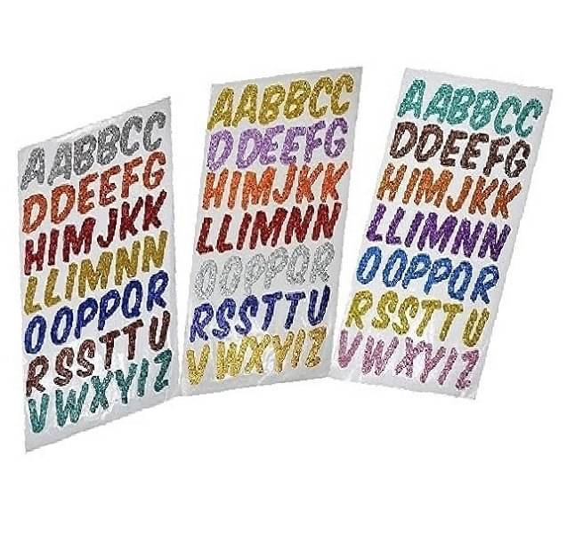     			Eclet Glitter Foam Self Adhesive ABCD/Alphabets Stickers for Art and Craft (Multicolour; Medium) -Set of 3 Sheets