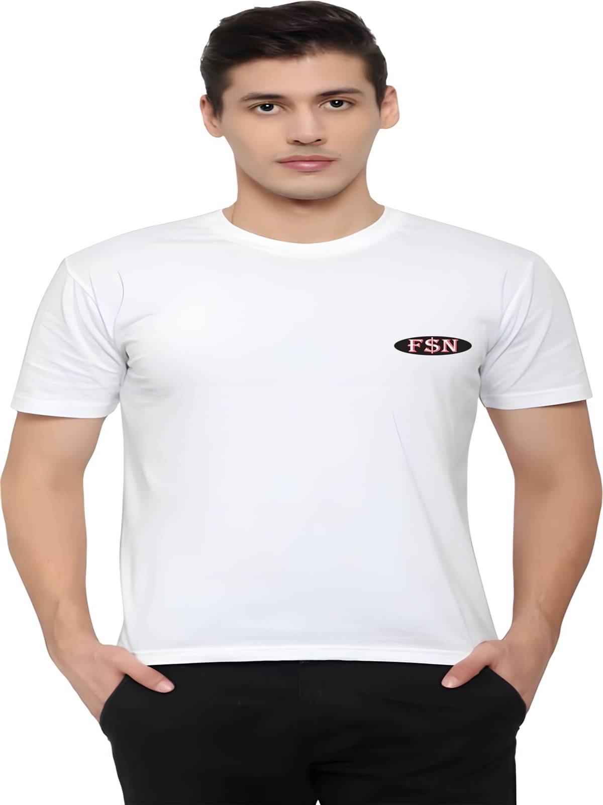 FSN Polyester Regular Fit Printed Half Sleeves Men's Round T-Shirt - White ( Pack of 1 ) FSN Polyester Regular Fit Printed Half Sleeves Men's Round T-Shirt - White ( Pack of 1 )