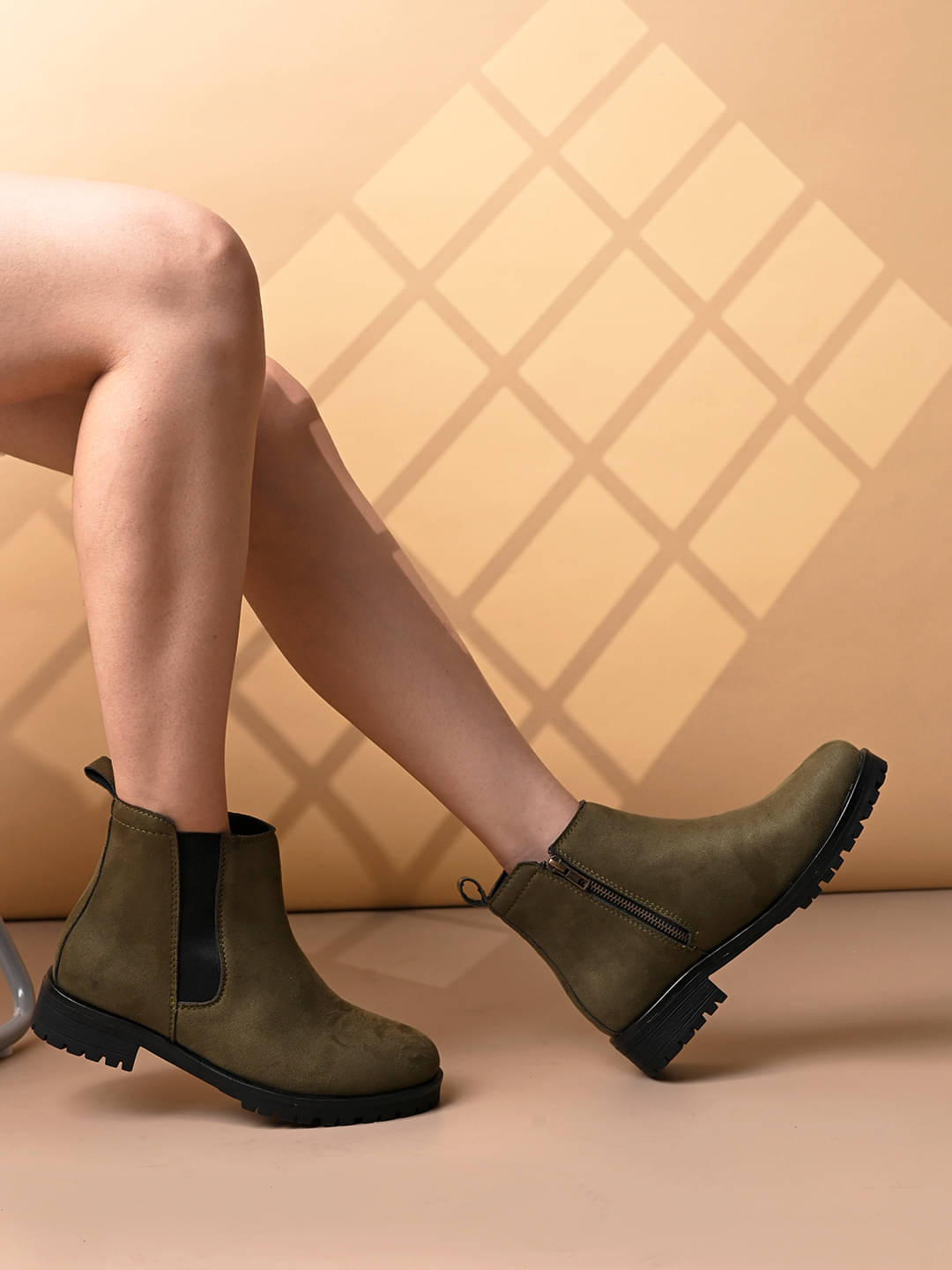     			Fashion Victim Green Women's Ankle Length Boots