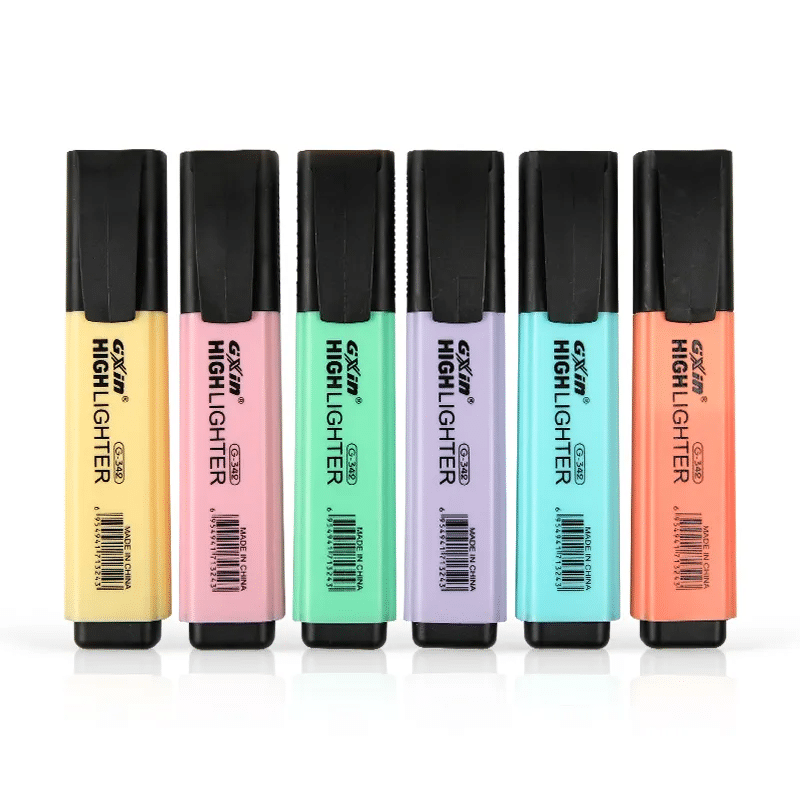     			GXIN Pastel Highlighter Pen | Aesthetic Highlighter Marker | Quick Dry | No Bleed (Set of 6, Yellow, Green, Pink, Purple, Orange, Blue)