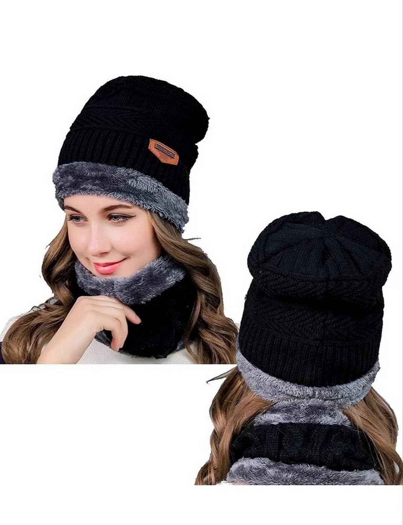 Infispace Black Woollen Women's Cap ( Pack of 1 )