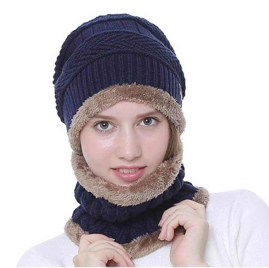     			Infispace Blue Woollen Women's Cap ( Pack of 1 )