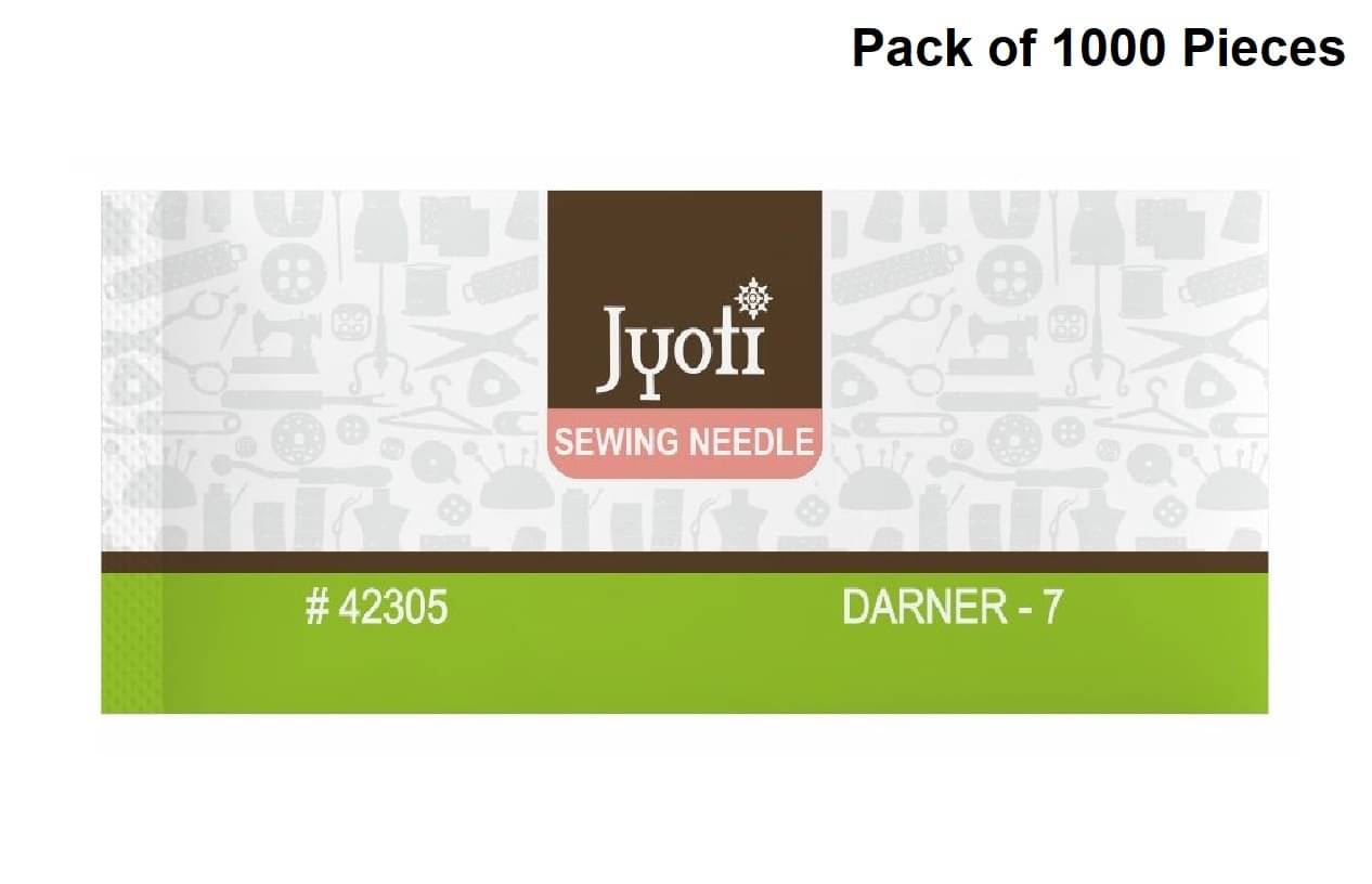     			Jyoti Darner Hand Sewing Needles, Long Length, Long & Sharp with Elongated Eyes, Cloth Stitching Thread Steel Needles, Used for Darning or Mending with Yarn or Wool, 42305 (Size - 7) - 1000 Pcs