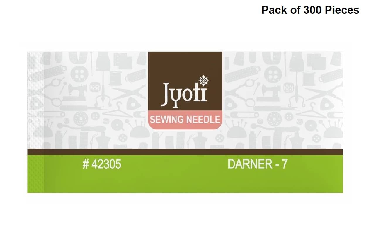     			Jyoti Darner Hand Sewing Needles, Long Length, Long & Sharp with Elongated Eyes, Cloth Stitching Thread Steel Needles, Used for Darning or Mending with Yarn or Wool, 42305 (Size - 7) - 300 Pcs