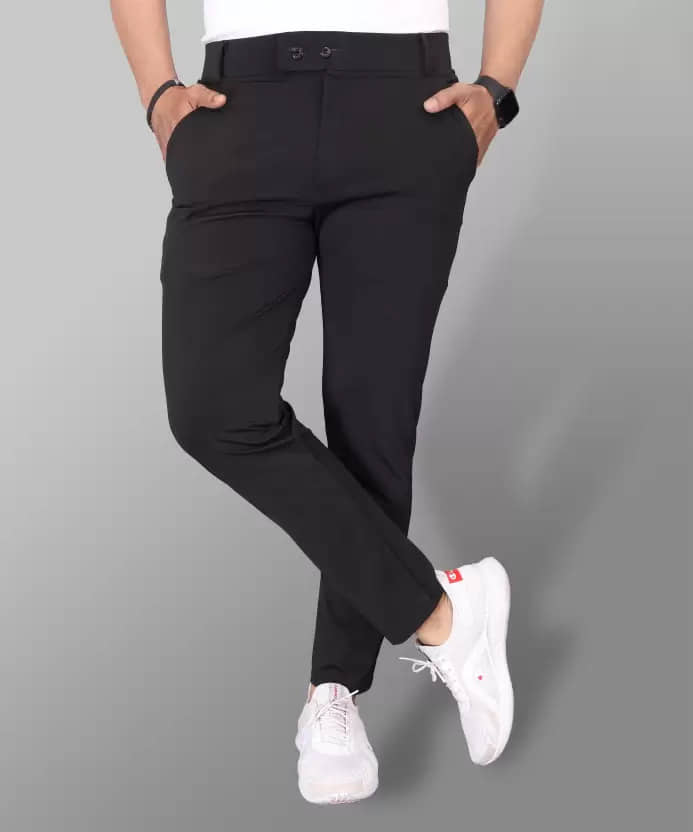 KAJARU Regular Flat Men's Chinos - Black ( Pack of 1 ) - Trousers | Buy online on ZillyBuy