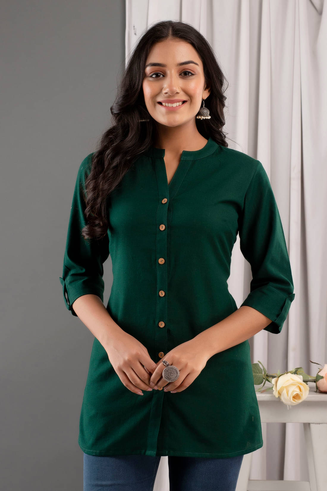 Kohsh Women's Cotton Regular Top ( Green )     			Kohsh Women's Cotton Regular Top ( Green )