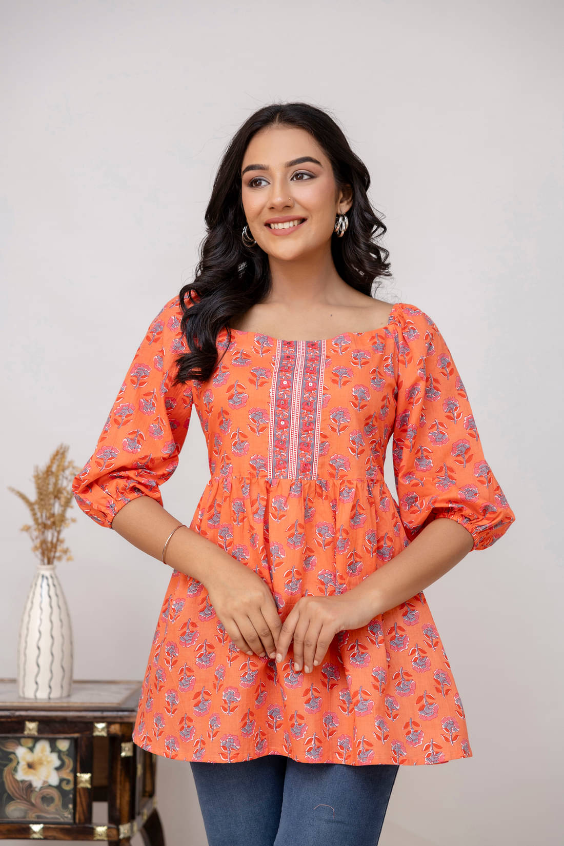     			Kohsh Orange Cotton Women's Regular Top ( Pack of 1 )
