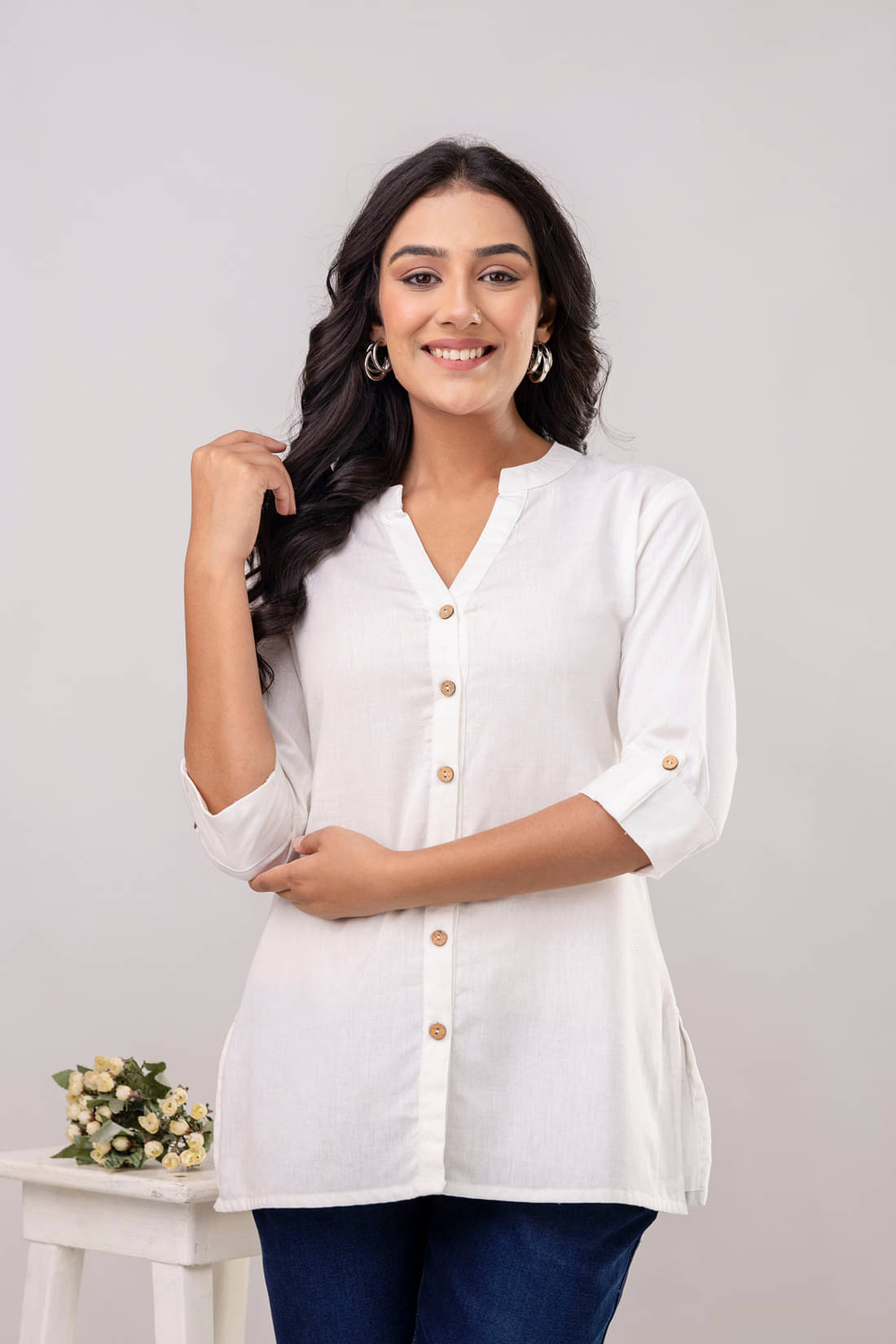     			Kohsh Women's Cotton Regular Top ( White )