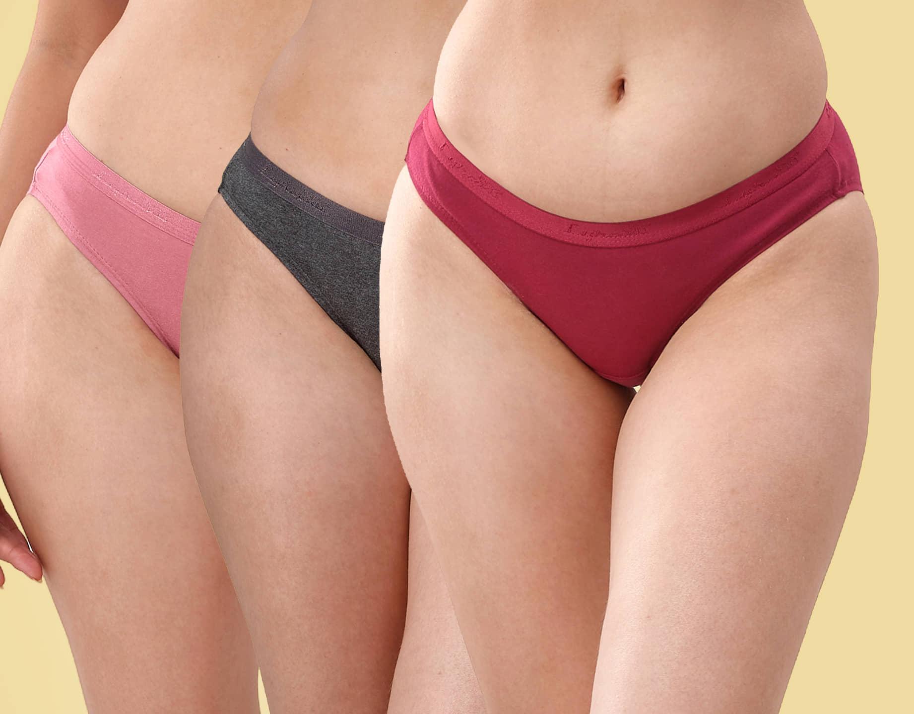 LYRA Pack of 3 Cotton Solid Women's Bikini ( Multi Color ) LYRA_PTY_203