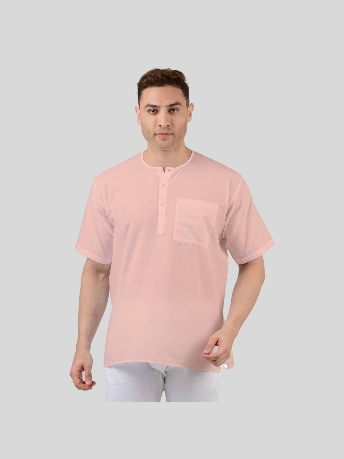 Maharaja Cotton Plain Regular Kurta For Men ( Peach ) - Kurtas & Kurta Sets | Buy online on ZillyBuy