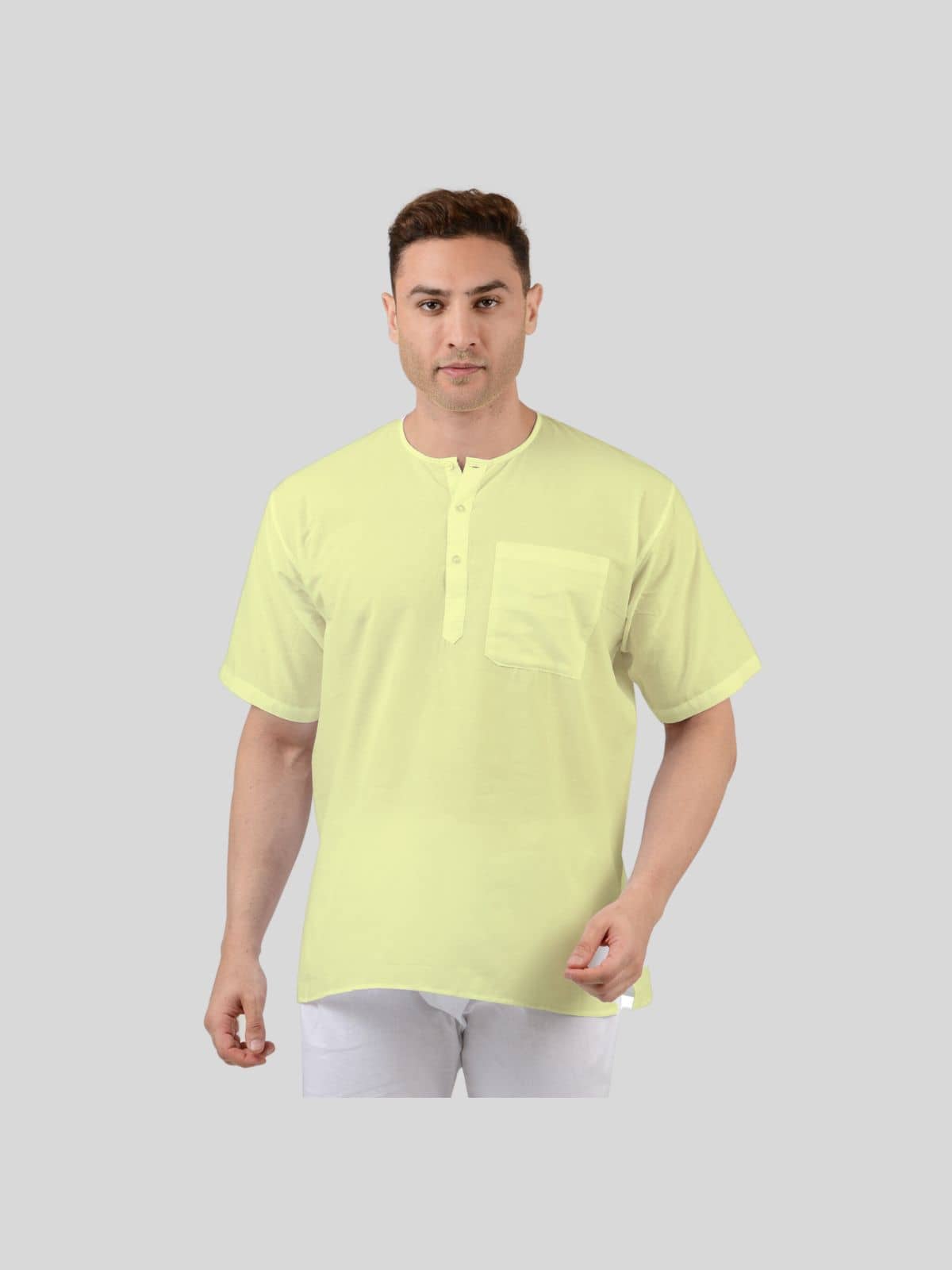 Maharaja Cotton Plain Regular Kurta For Men ( Yellow ) - Kurtas & Kurta Sets | Buy online on ZillyBuy