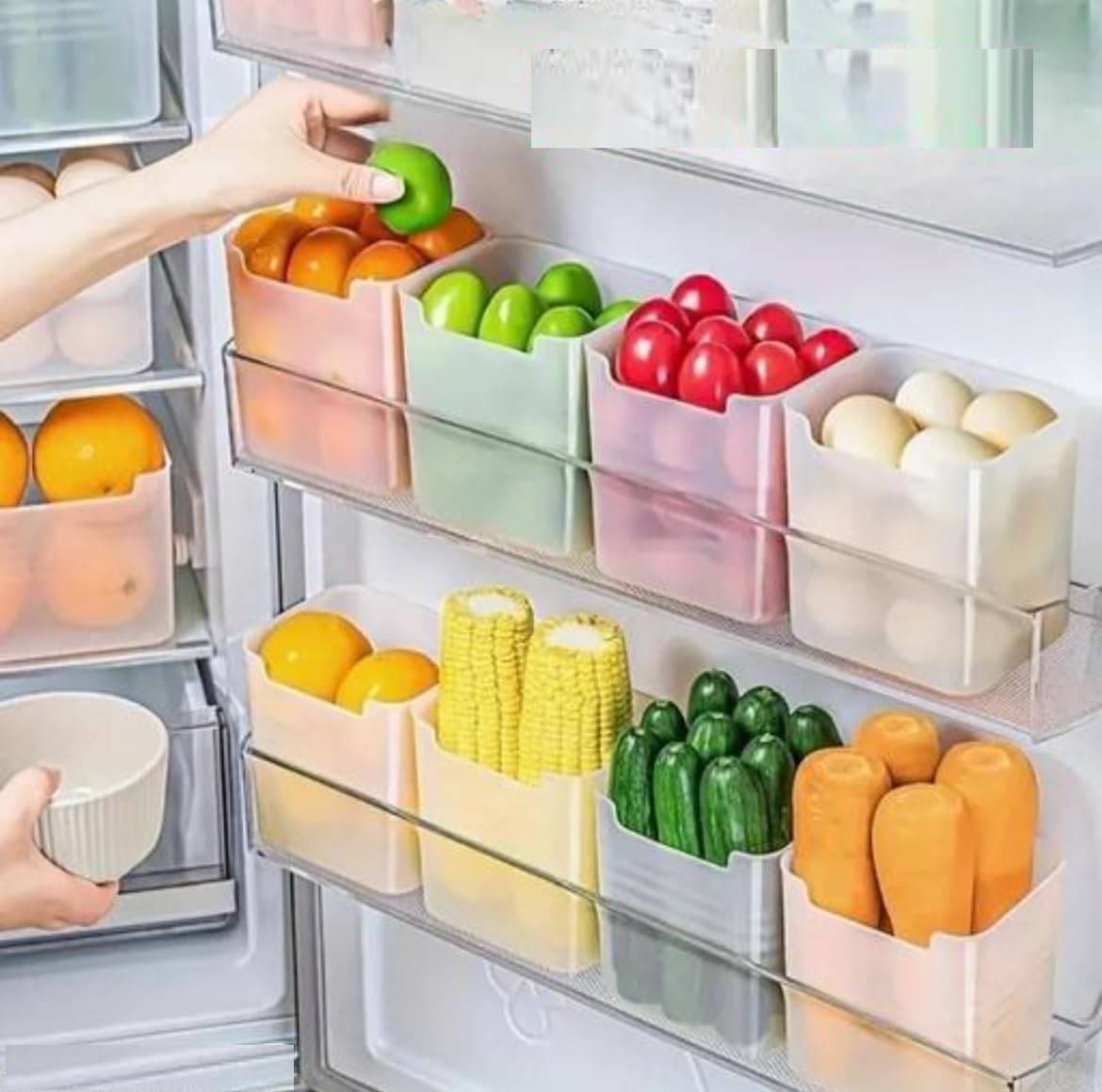     			NCMART Side Fridge Storage Polyproplene Transparent Food Container ( Set of 8 )