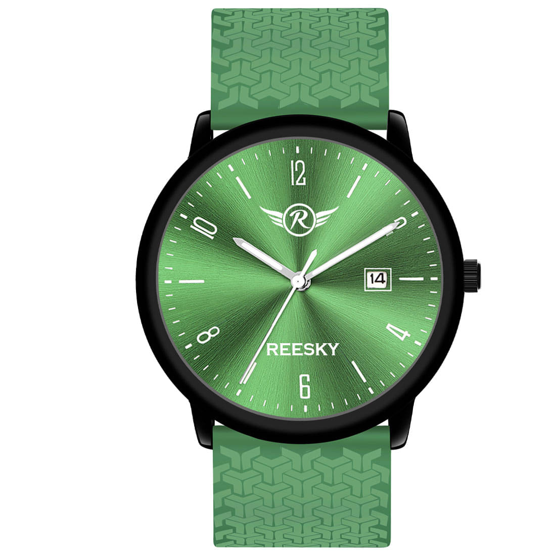     			REESKY Green Silicon Analog Men's Watch
