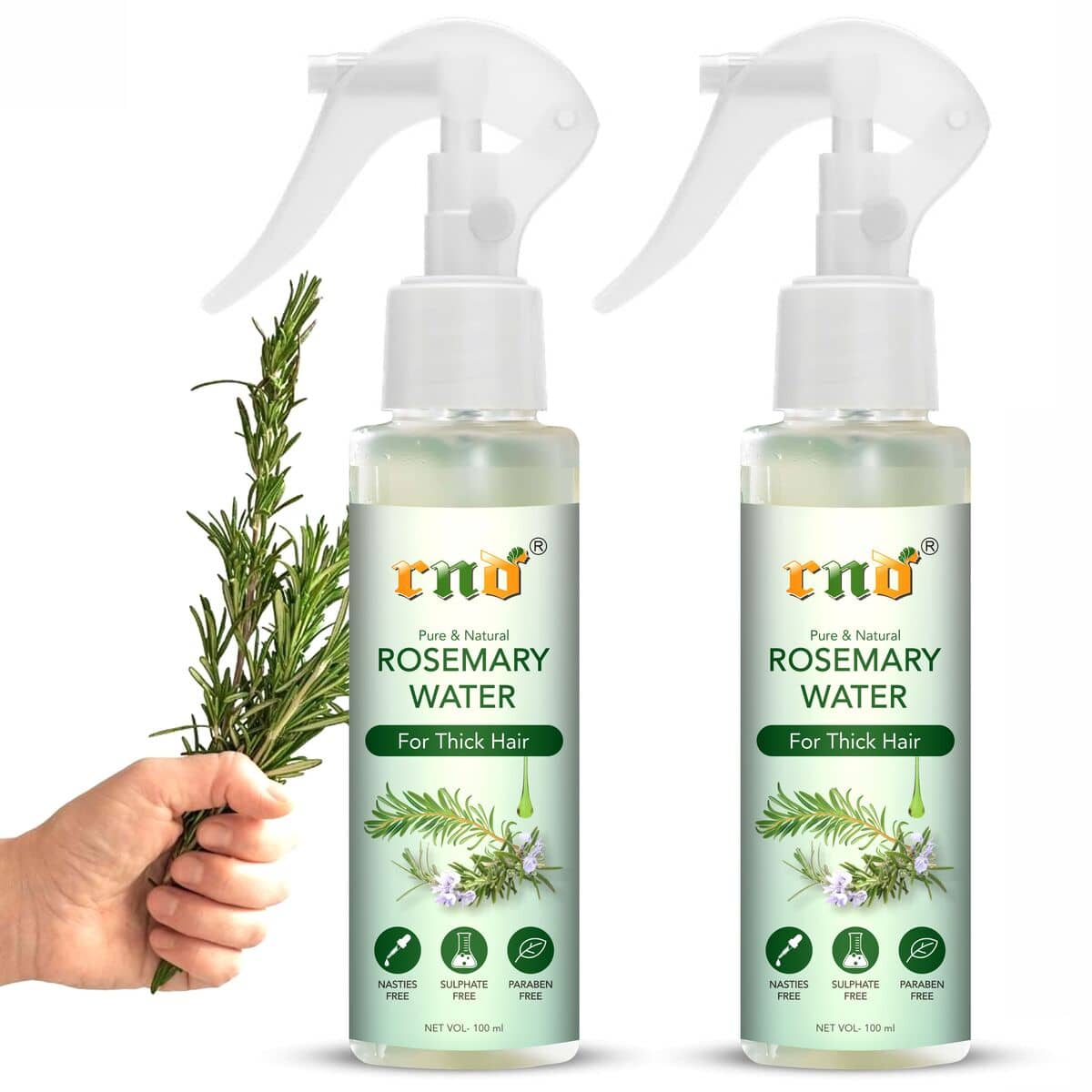RND Organic Rosemary Water For Hair Repair Spray - Pack of 2 Hair Sprays 200 mL