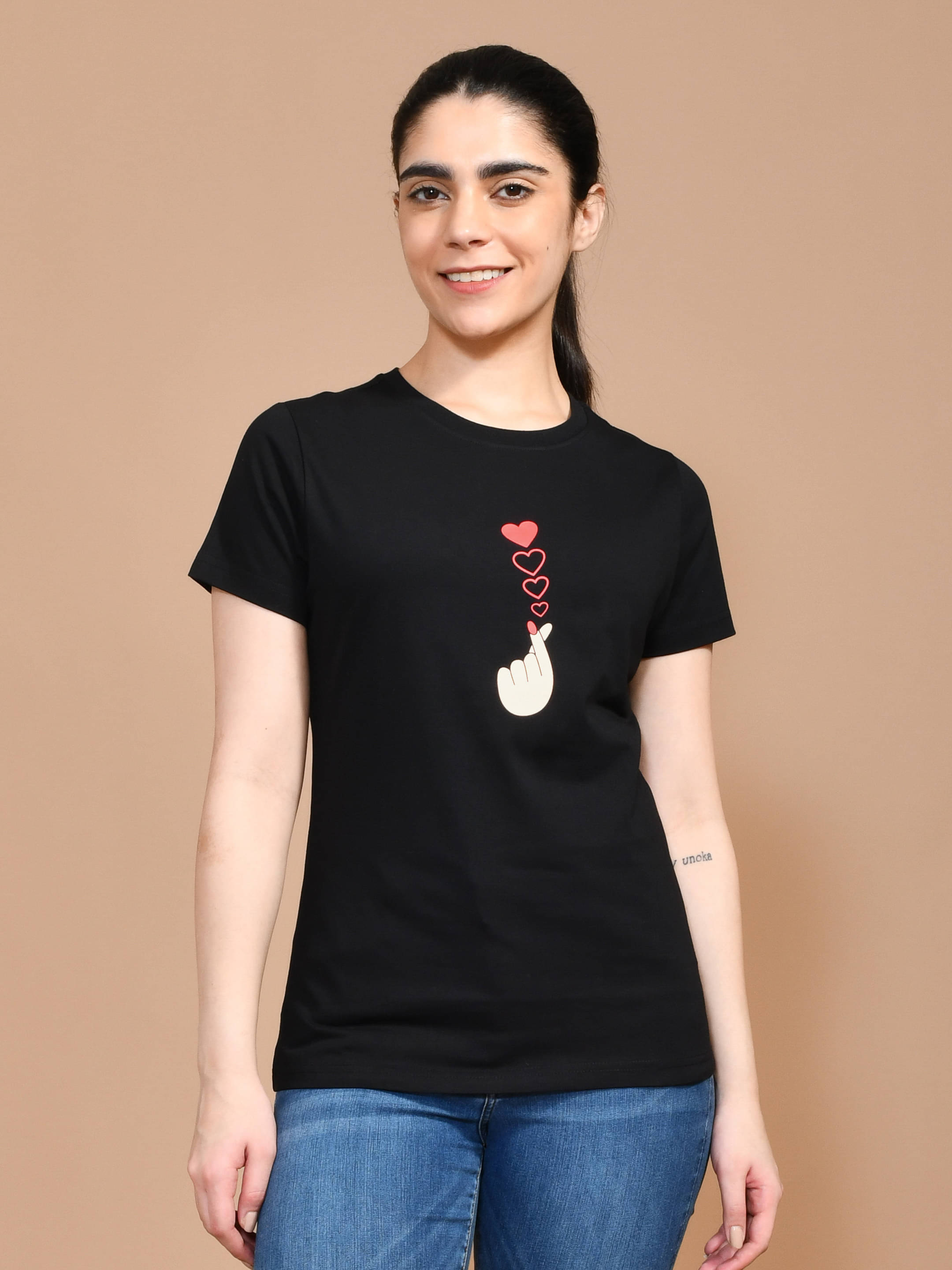    			SKYKNIT Women's Cotton Blend Regular Top ( Black )