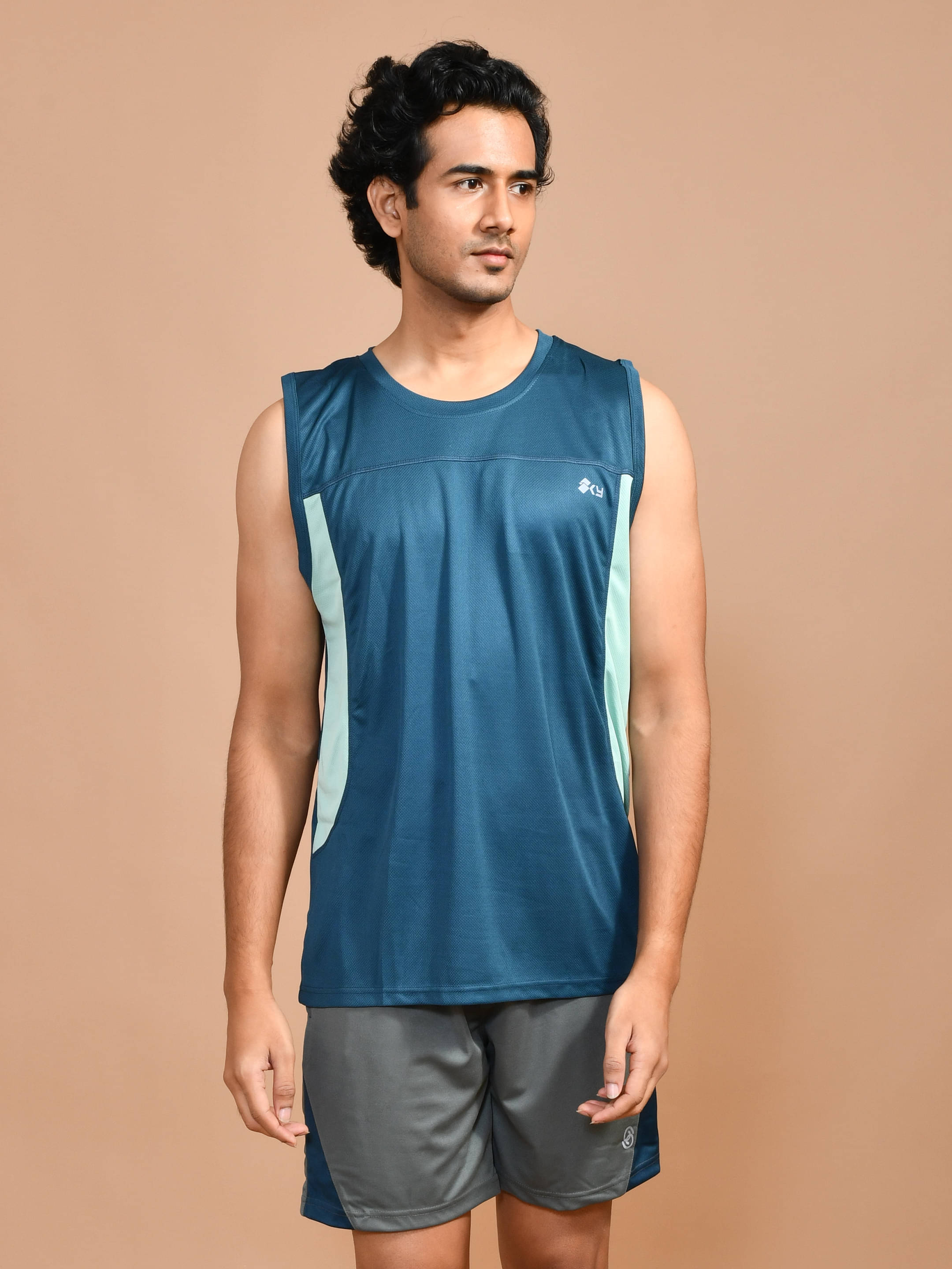 SKYKNIT Pack of 1 Lycra Gym Vest For Men ( Blue ) SKYKNIT Pack of 1 Lycra Gym Vest For Men ( Blue )