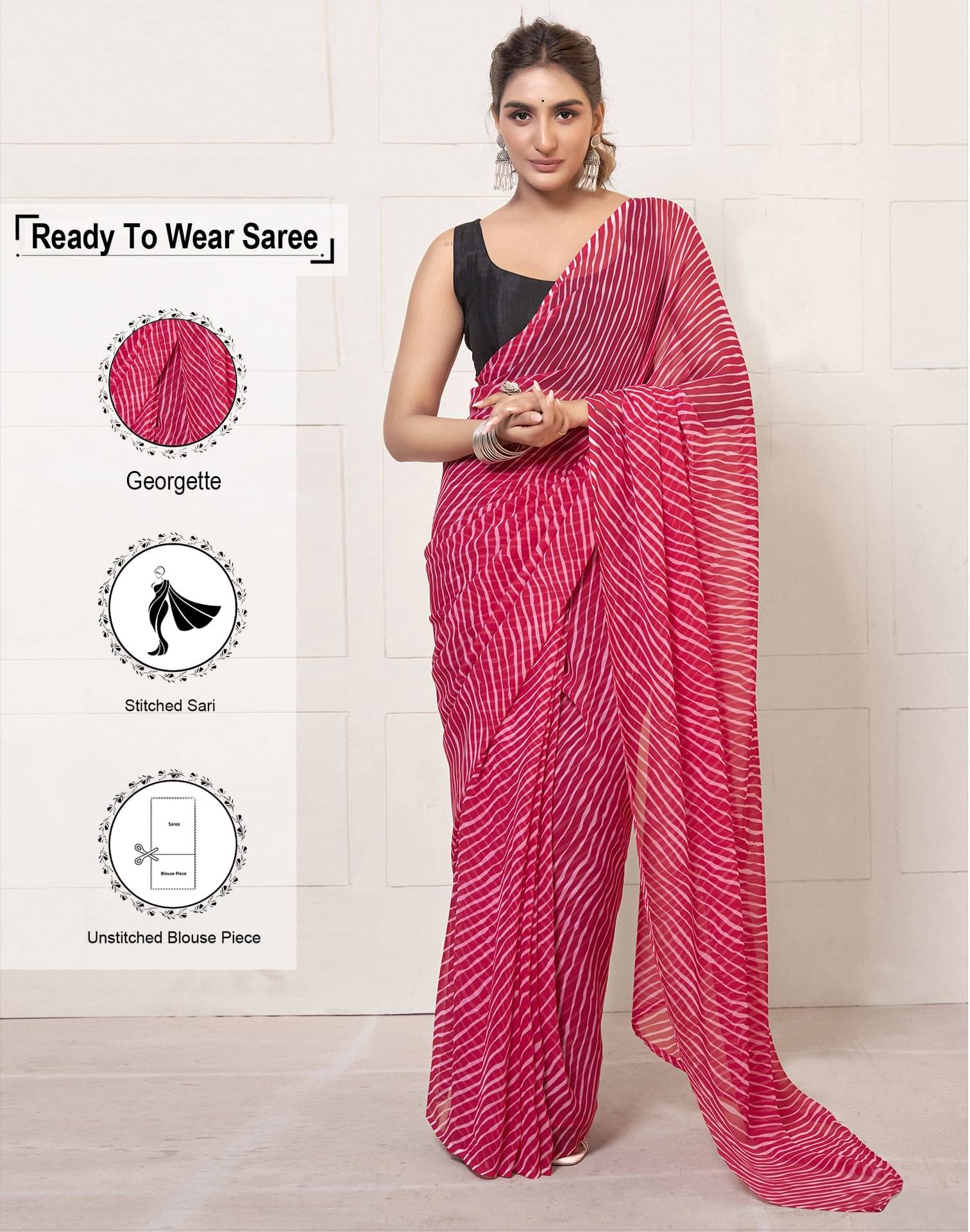 Satrani Georgette Printed Saree With Unstitched Blouse Piece ( Rani ) Satrani Georgette Printed Saree With Unstitched Blouse Piece ( Rani )